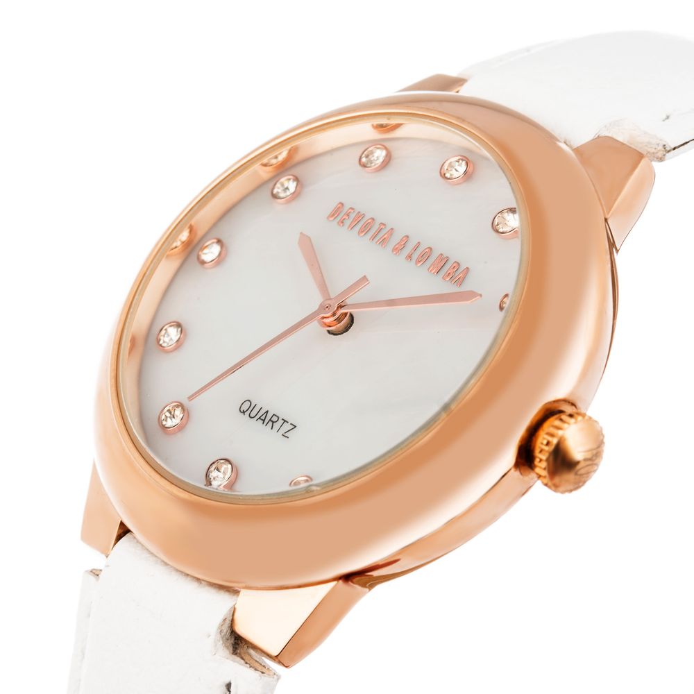 DEVOTA & LOMBA White Leather Dress Watch