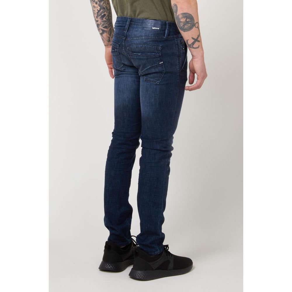 Gas Blue Cotton Slim Fit Jeans