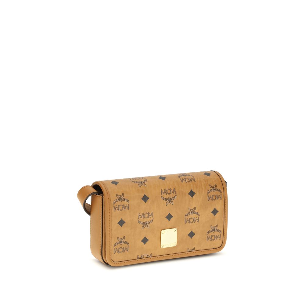 MCM Beige Fabric Shoulder Bag