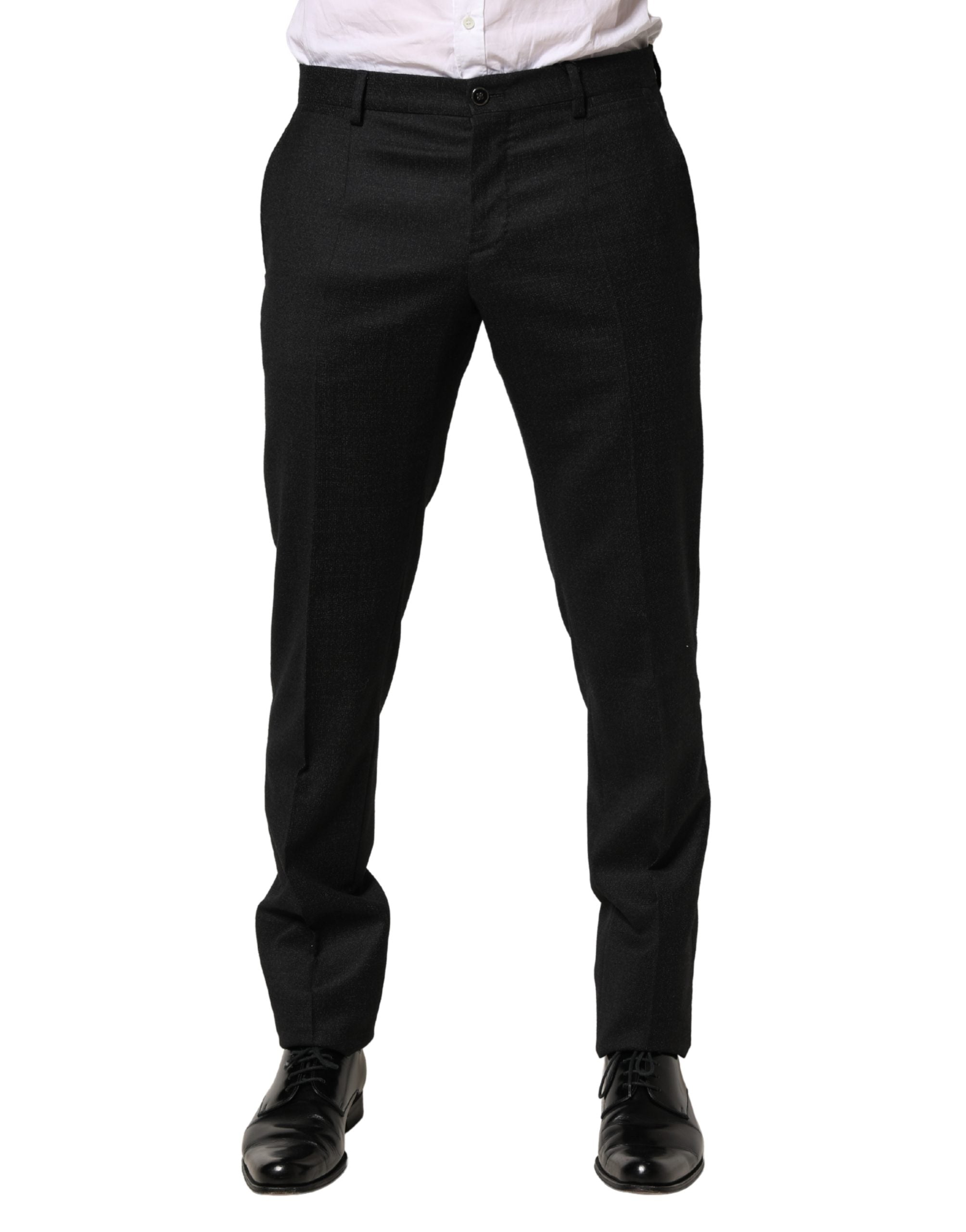 Dolce & Gabbana Black Wool Skinny Men Dress Trouser Pants