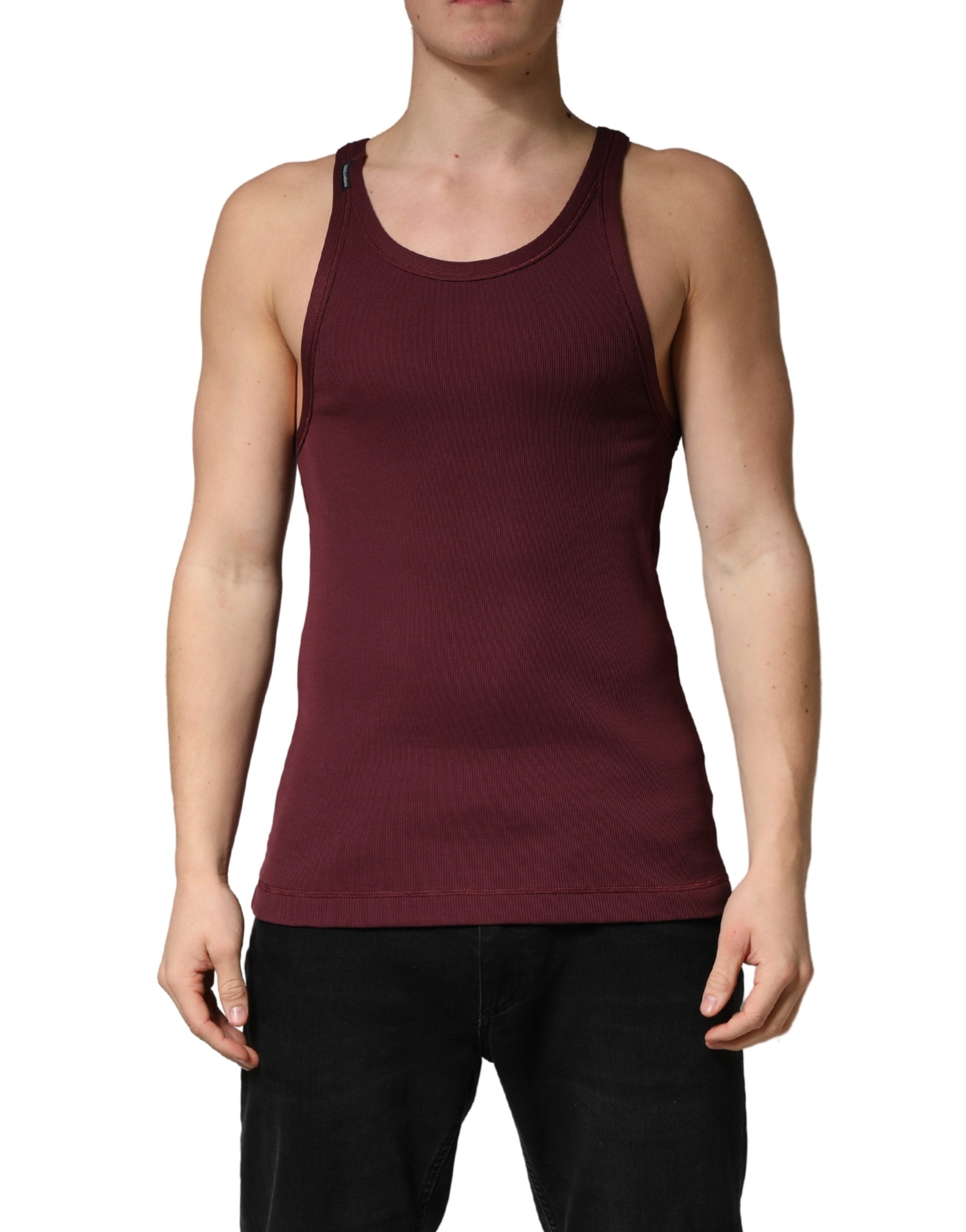 Dolce & Gabbana Maroon Sleeveless Round Neck Tank Top T-shirt
