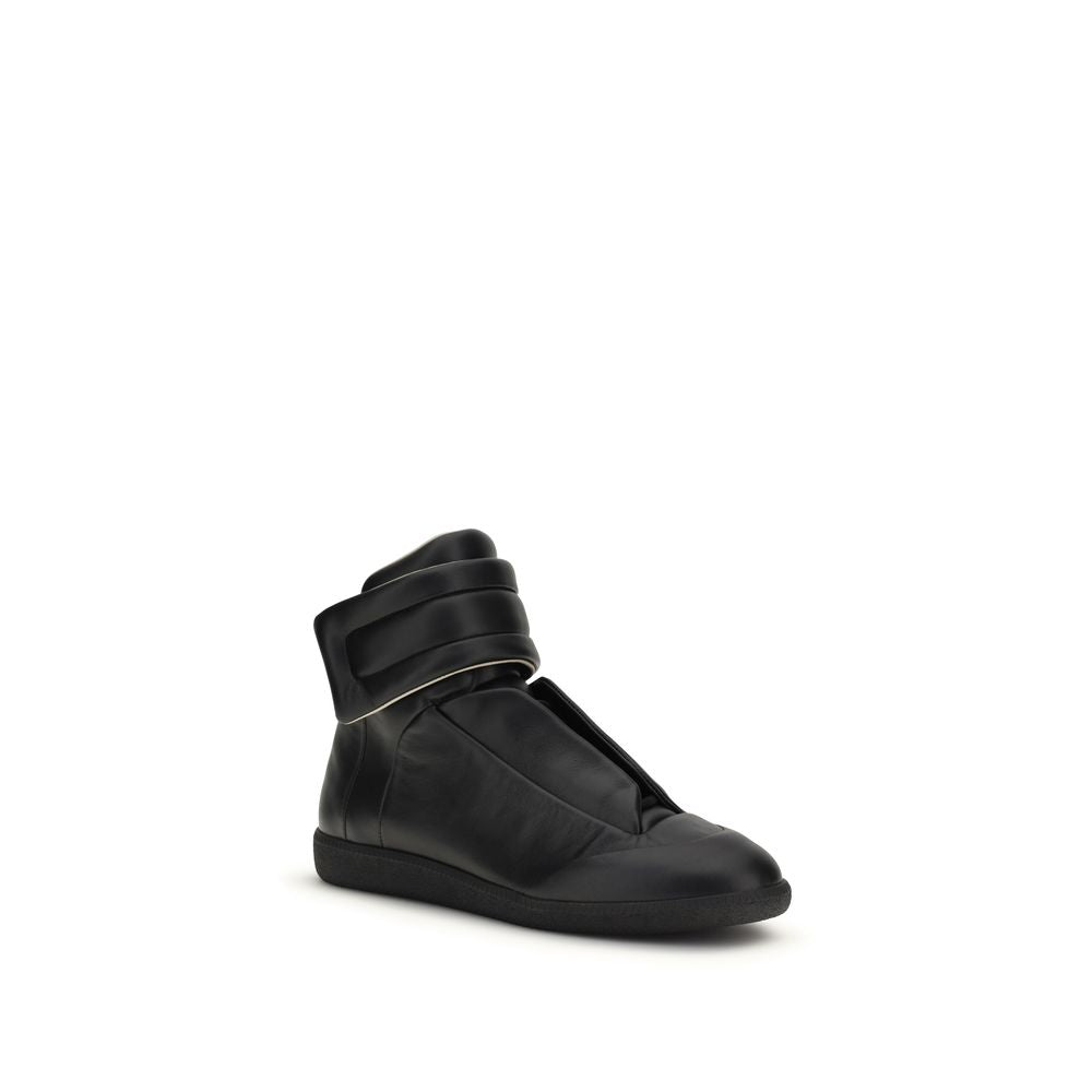 Margiela Black Calf Leather Bos Taurus High Top Sneakers
