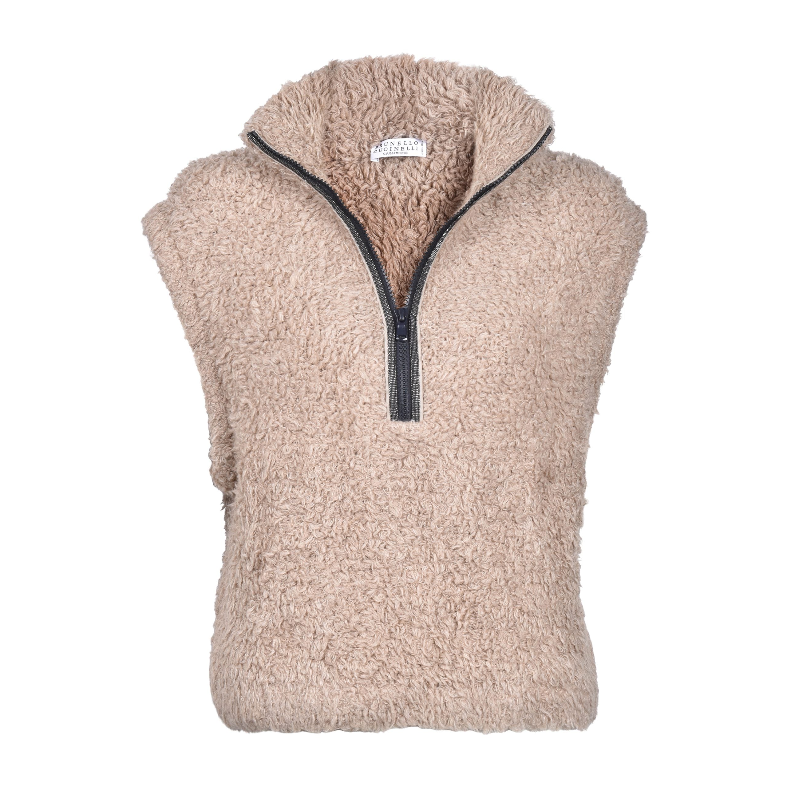 Brunello Cucinelli Brown Cashmere Sleeveles Sweater