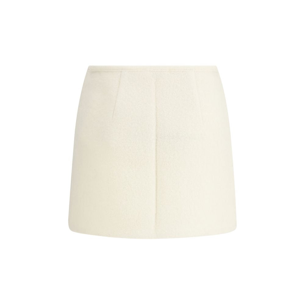 RIER White Fleece Wool Mini Skirt