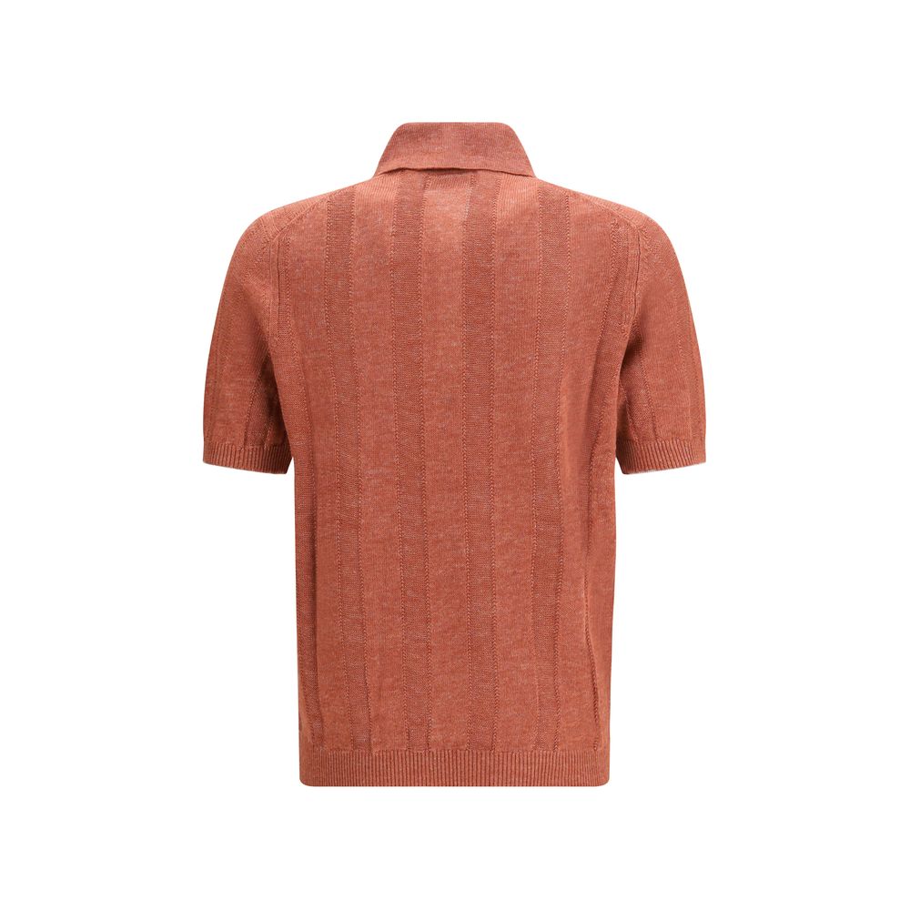 Brunello Cucinelli Orange Cotton Polo Shirt