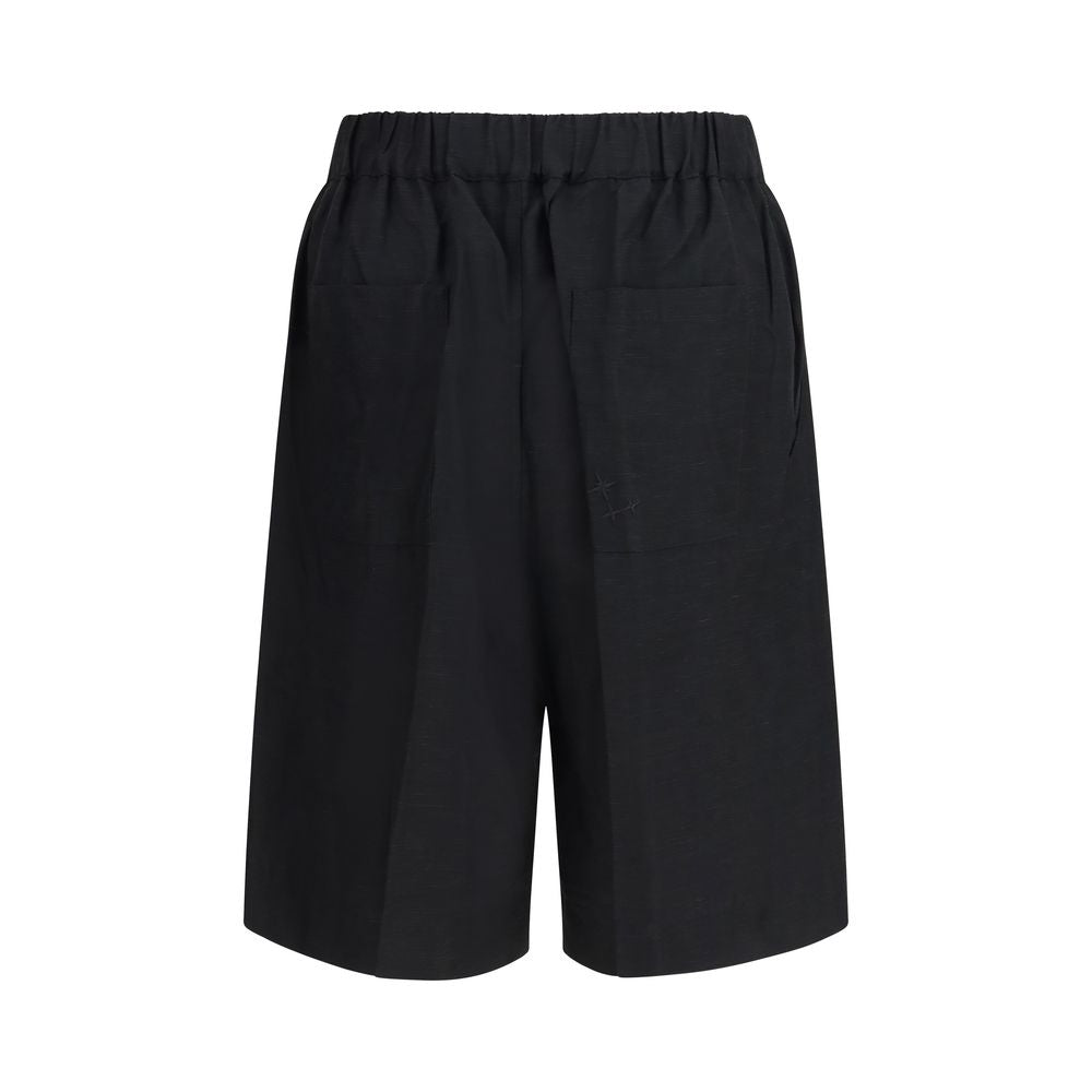 Laneus Black Viscose Bermuda Shorts