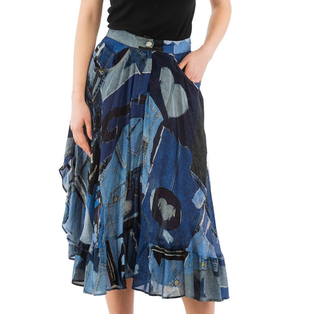 Moschino Multicolor Viscose Midi Skirt