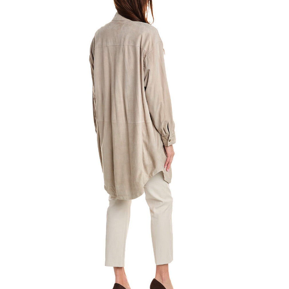 Brunello Cucinelli Beige Leather Jacket