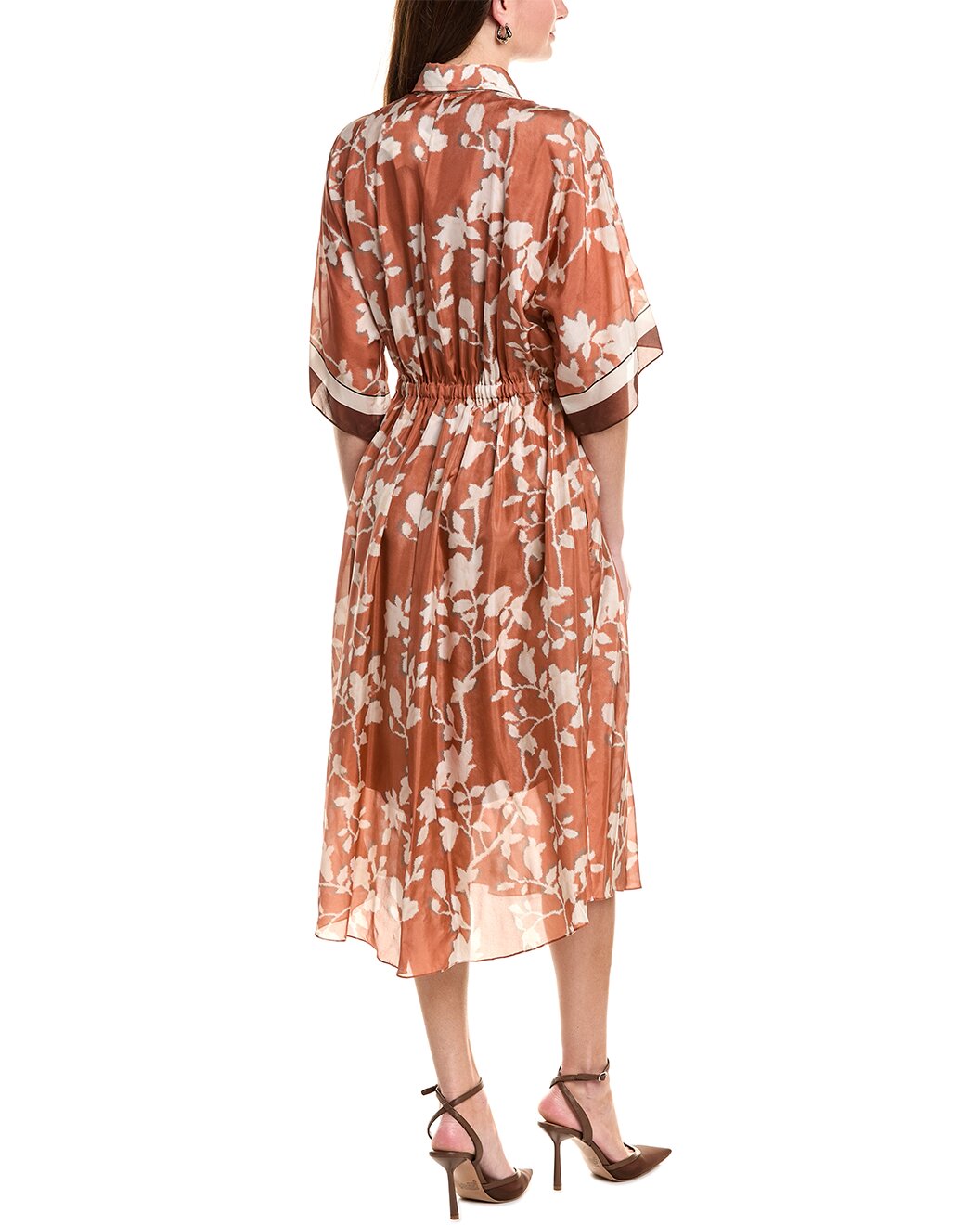 Brunello Cucinelli Orange Silk Casual Dress