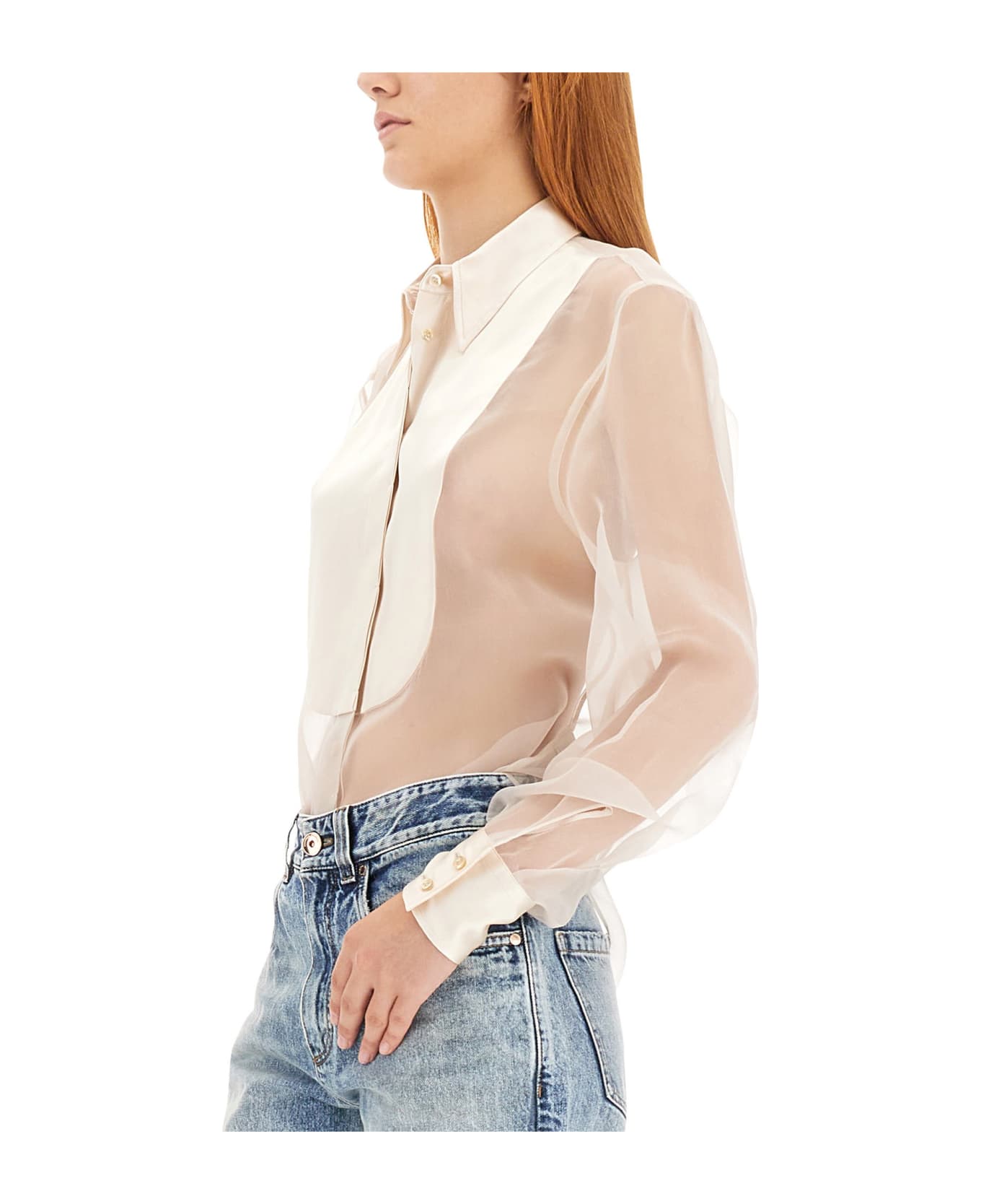 Brunello Cucinelli Bicolor Silk Dress Shirt