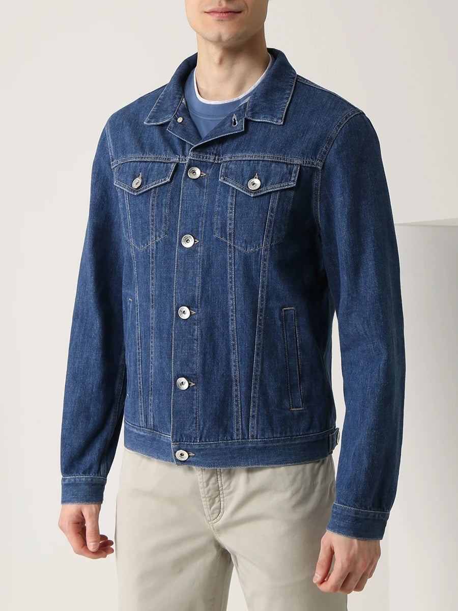 Brunello Cucinelli Blue Cotton Denim Jacket