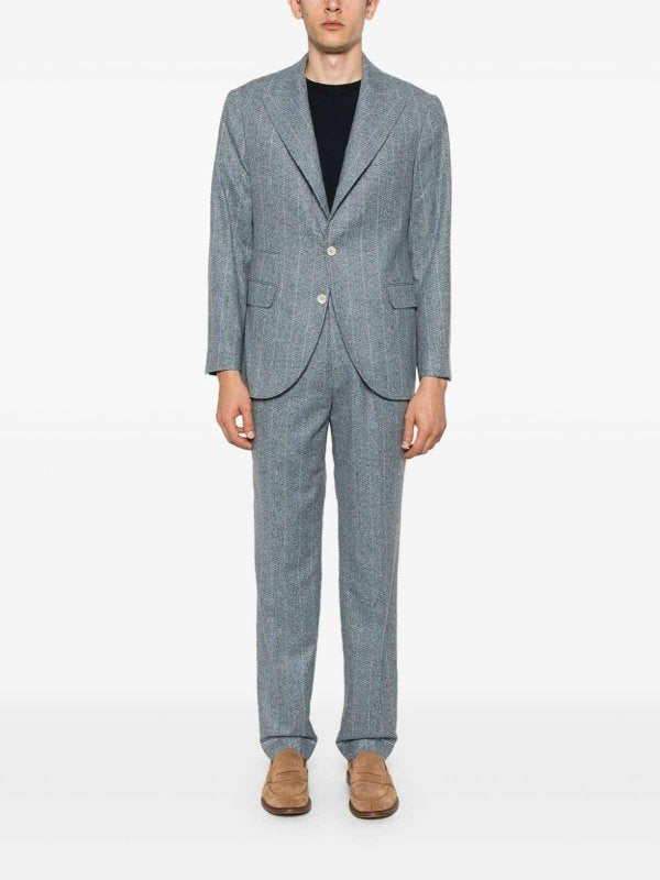 Brunello Cucinelli Blue Silk Two-Piece Suit