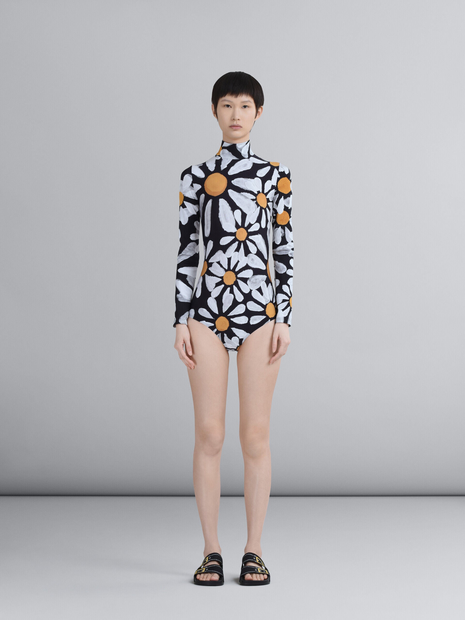 Marni Black Fibres One-Piece Swimsuit