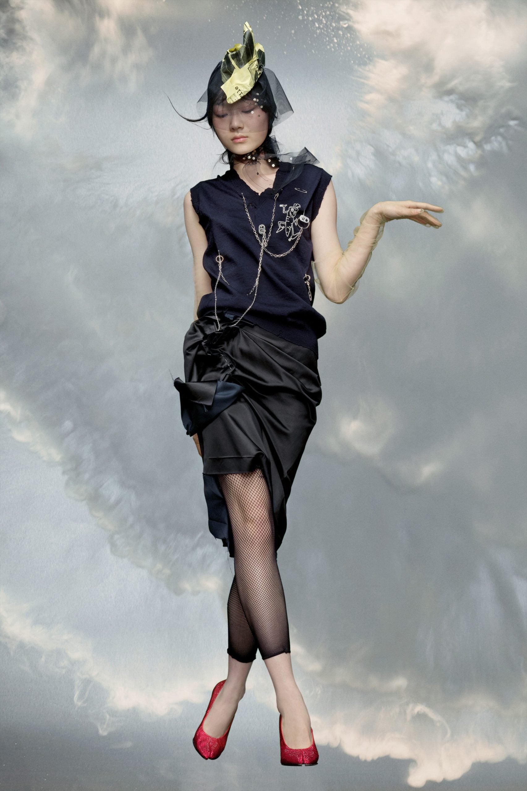 Maison Margiela Black Fibres Midi Skirt