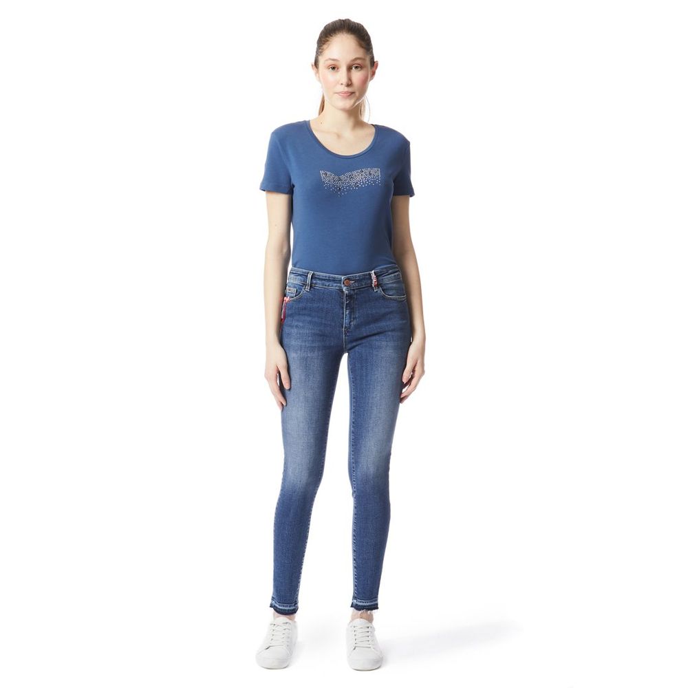 Gas Blue Cotton Skinny Jeans