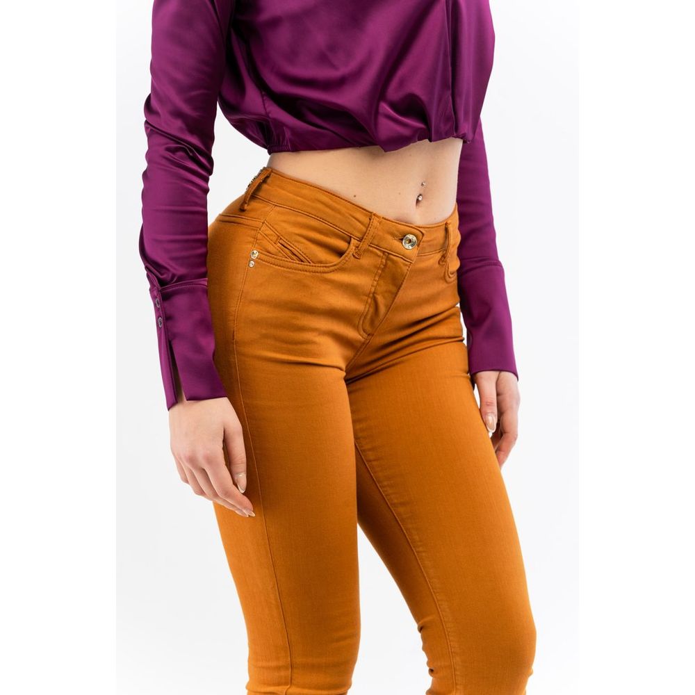 Patrizia Pepe Brown Cotton Skinny Jeans