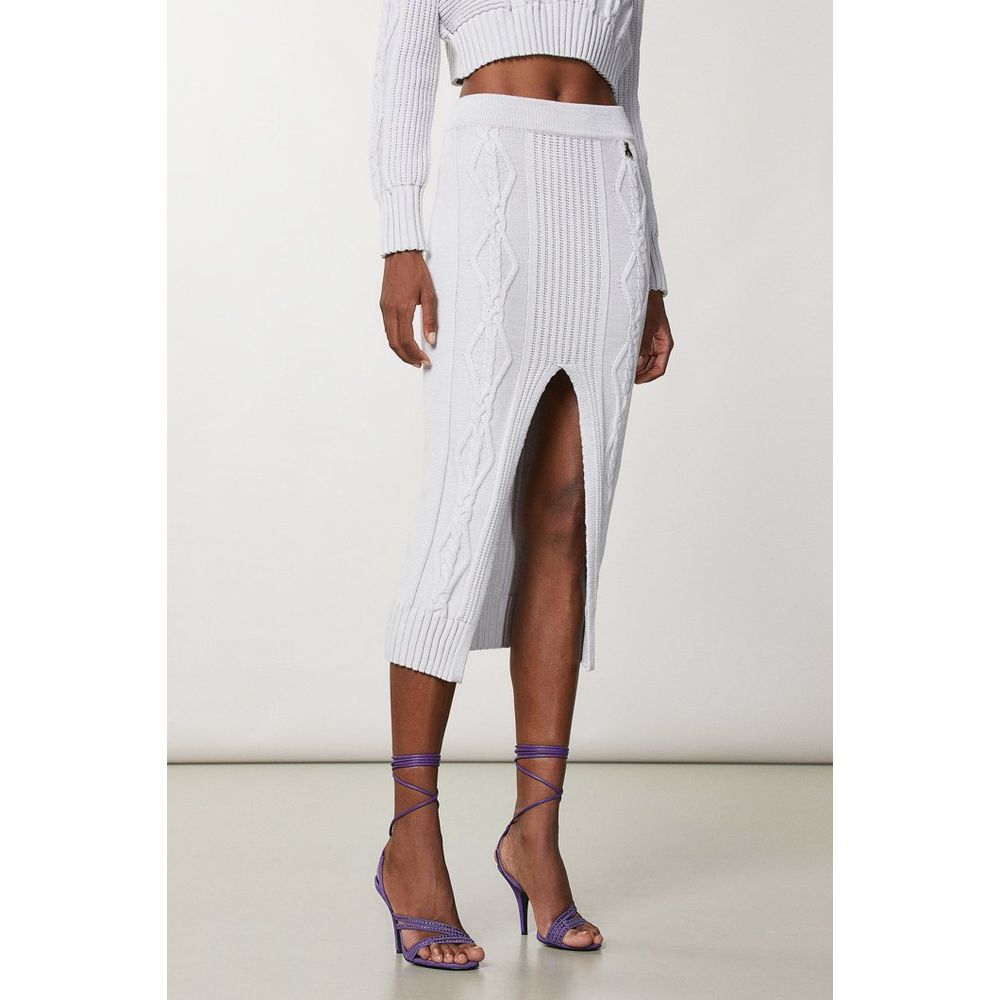 Patrizia Pepe White Viscose Midi Skirt