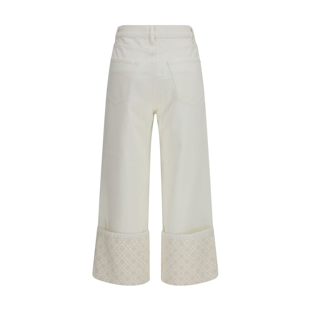 Tory Burch White Cotton Straight-Leg Jeans