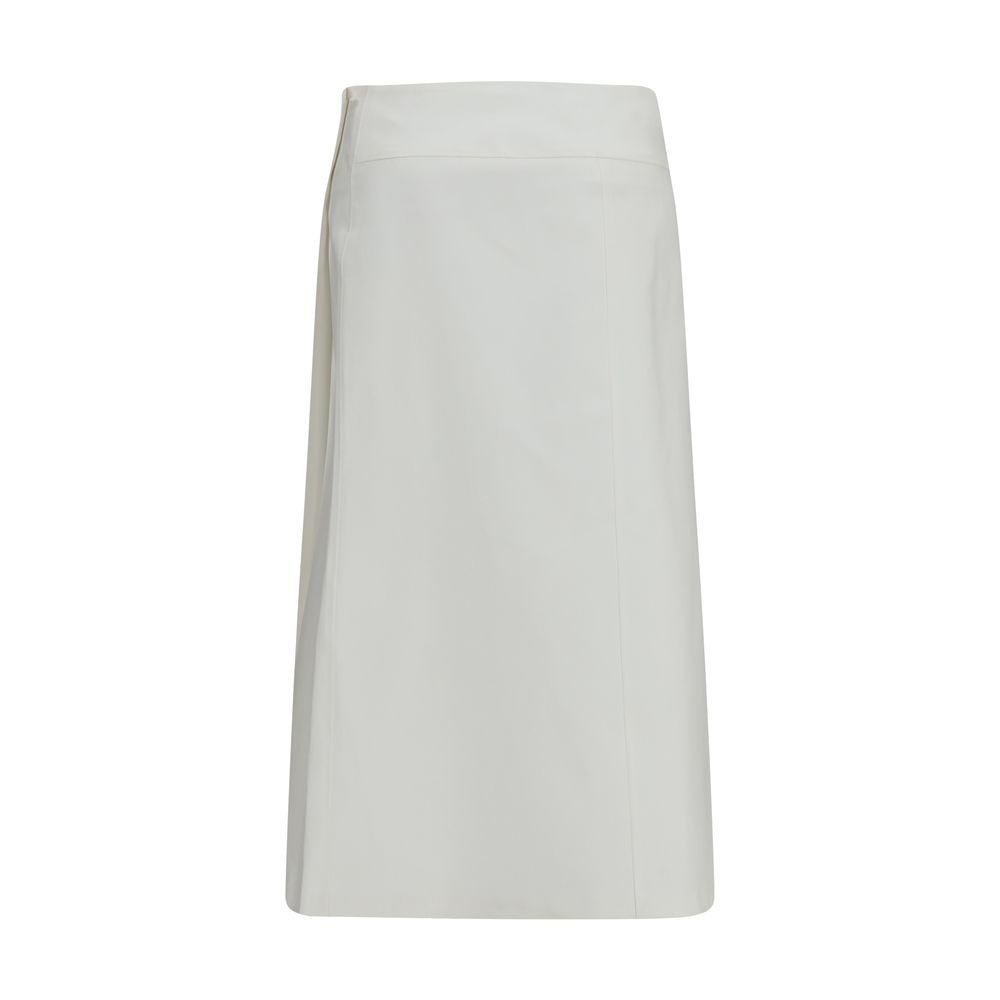 RIER White Cotton Midi Skirt