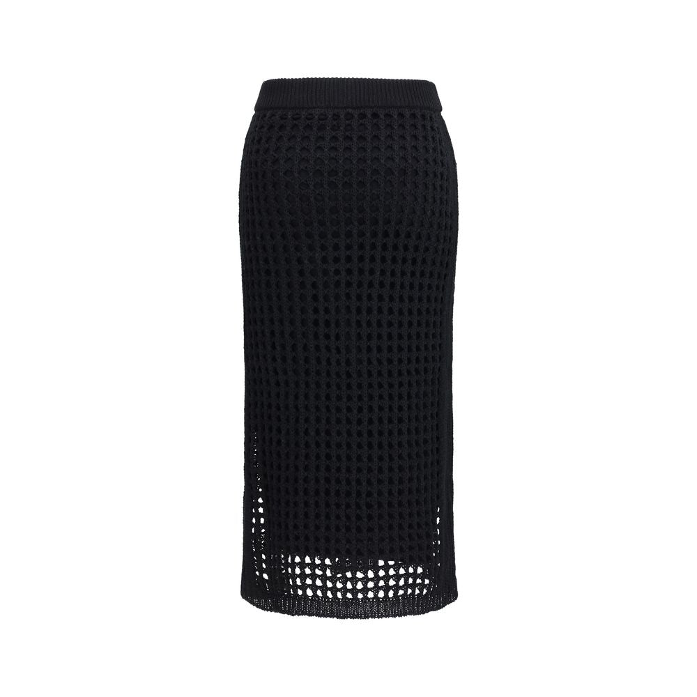 Max Mara Pure Black Cotton Midi Skirt