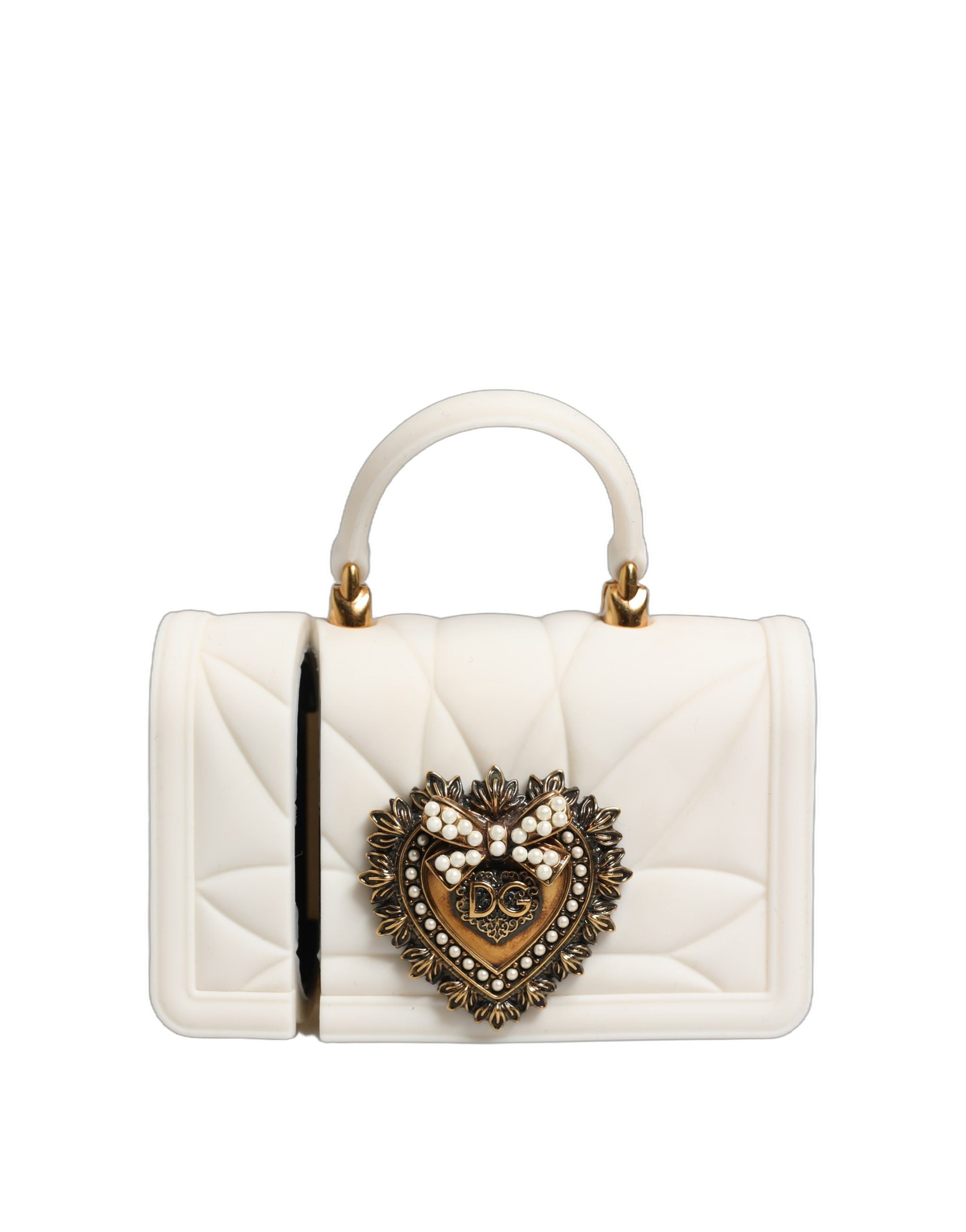 Dolce & Gabbana Case White Silicone Devotion Heart Cover Hand Bag Airpod
