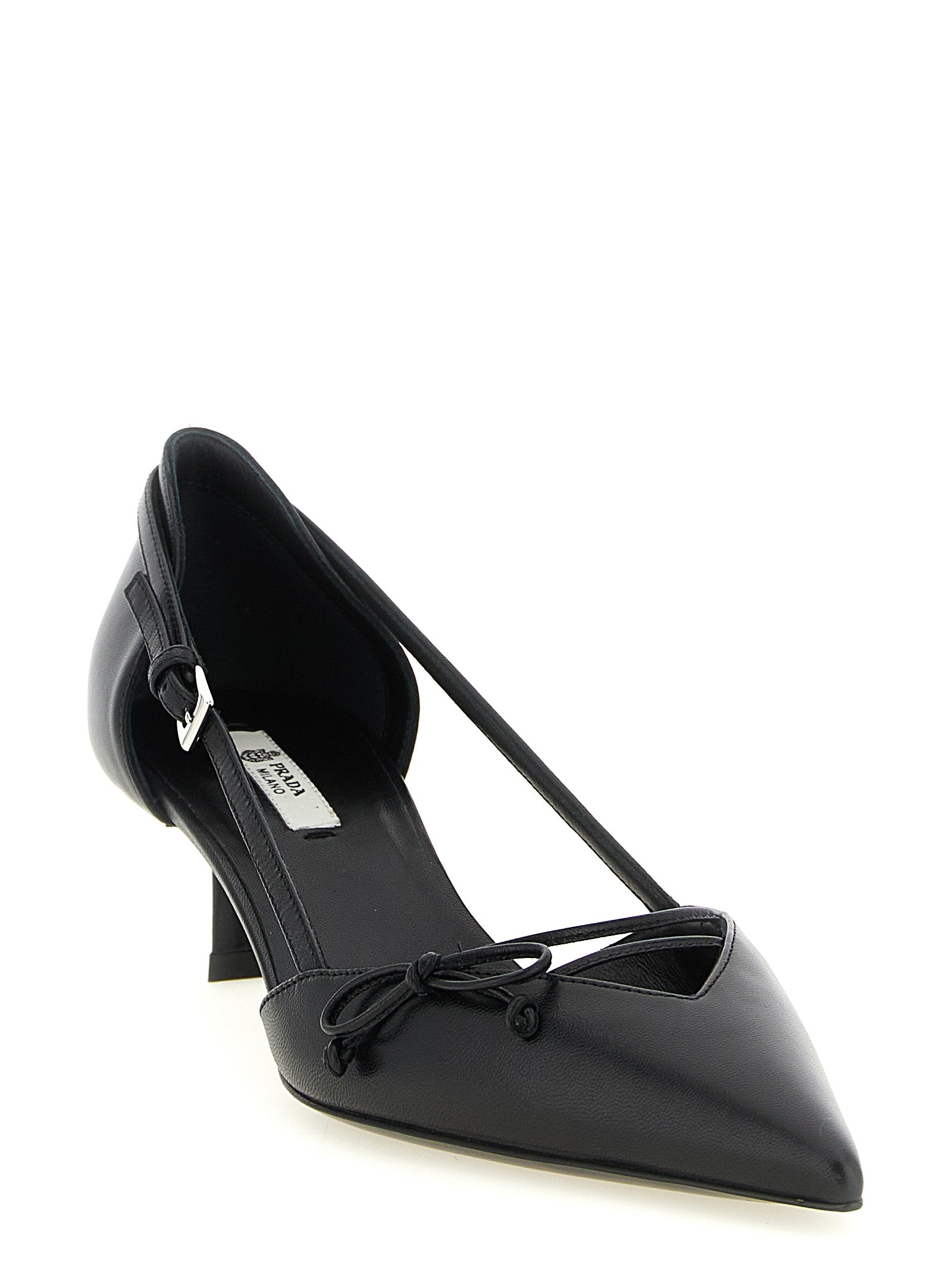 Prada Black Goatskin Mid Heel Pumps