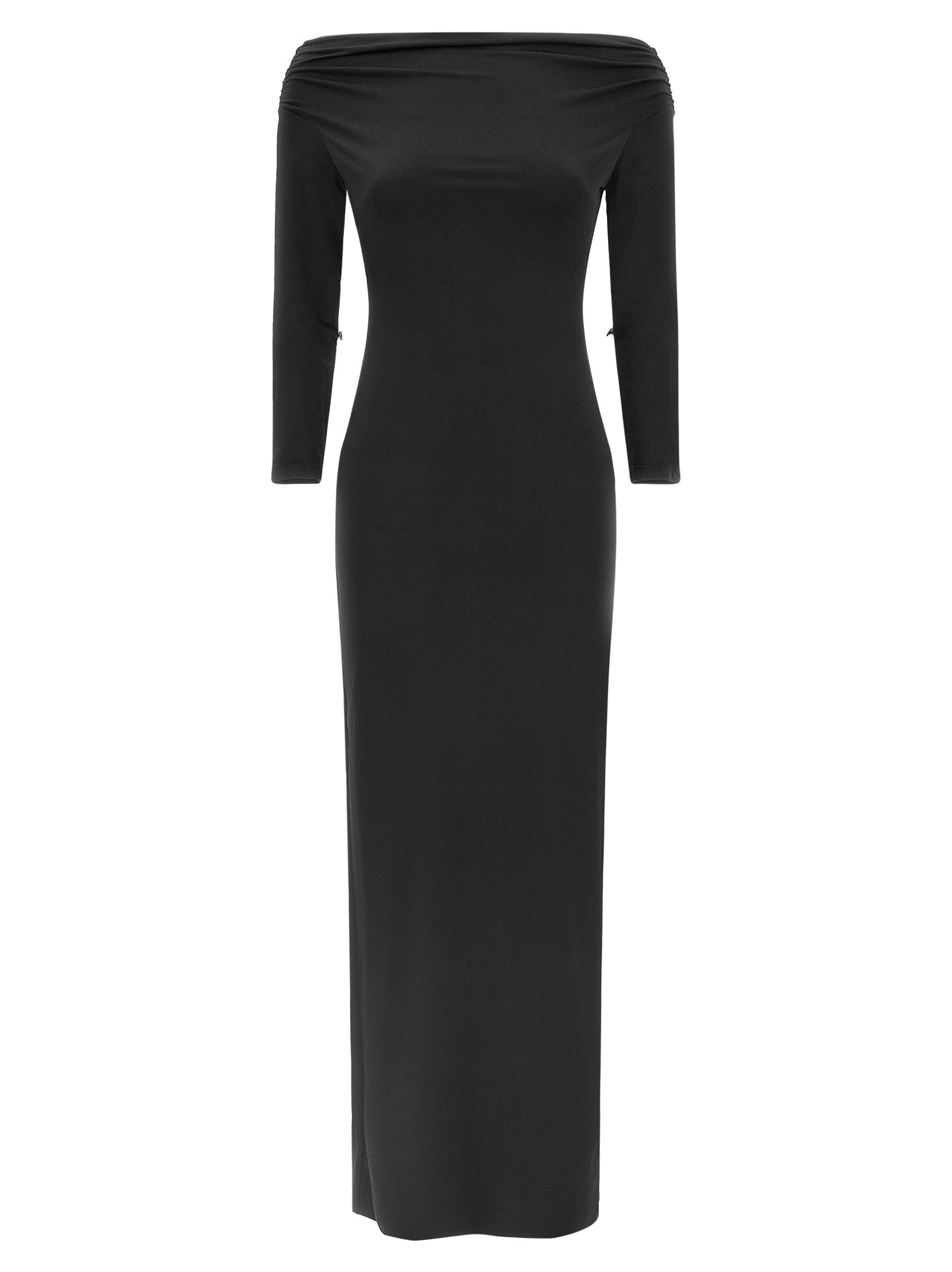 The Andamane Black Polyester Long Dress