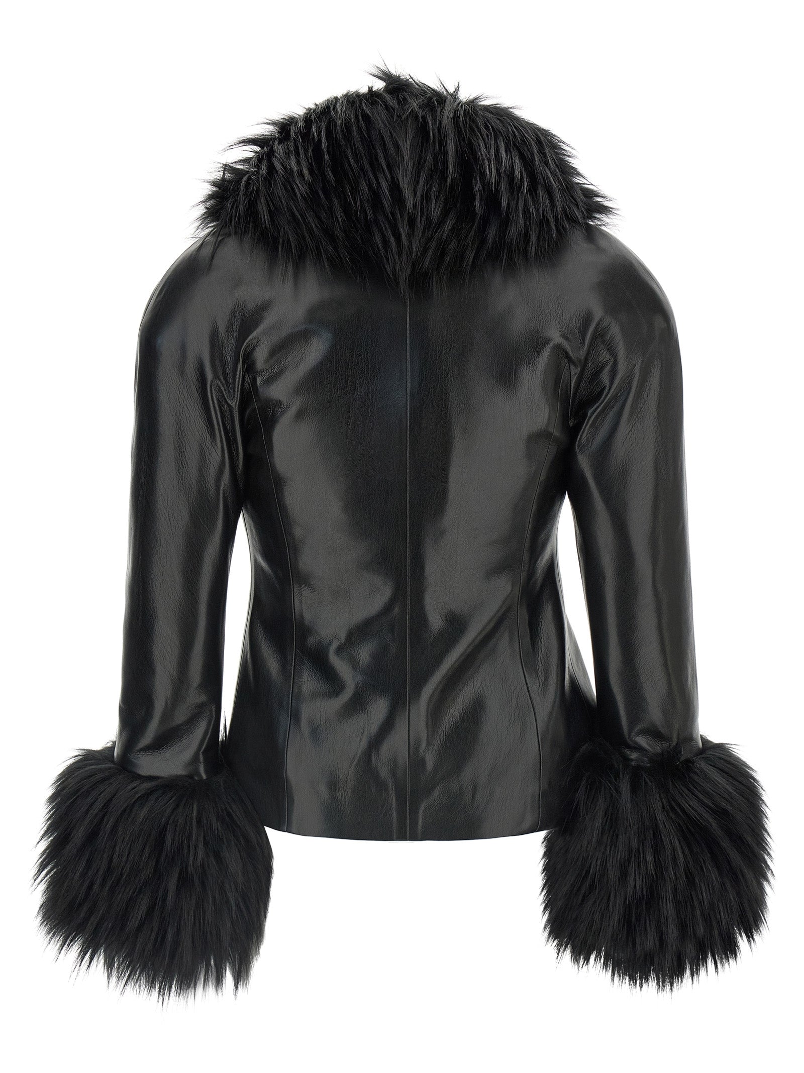 The Andamane Black Polyester Leather Jacket