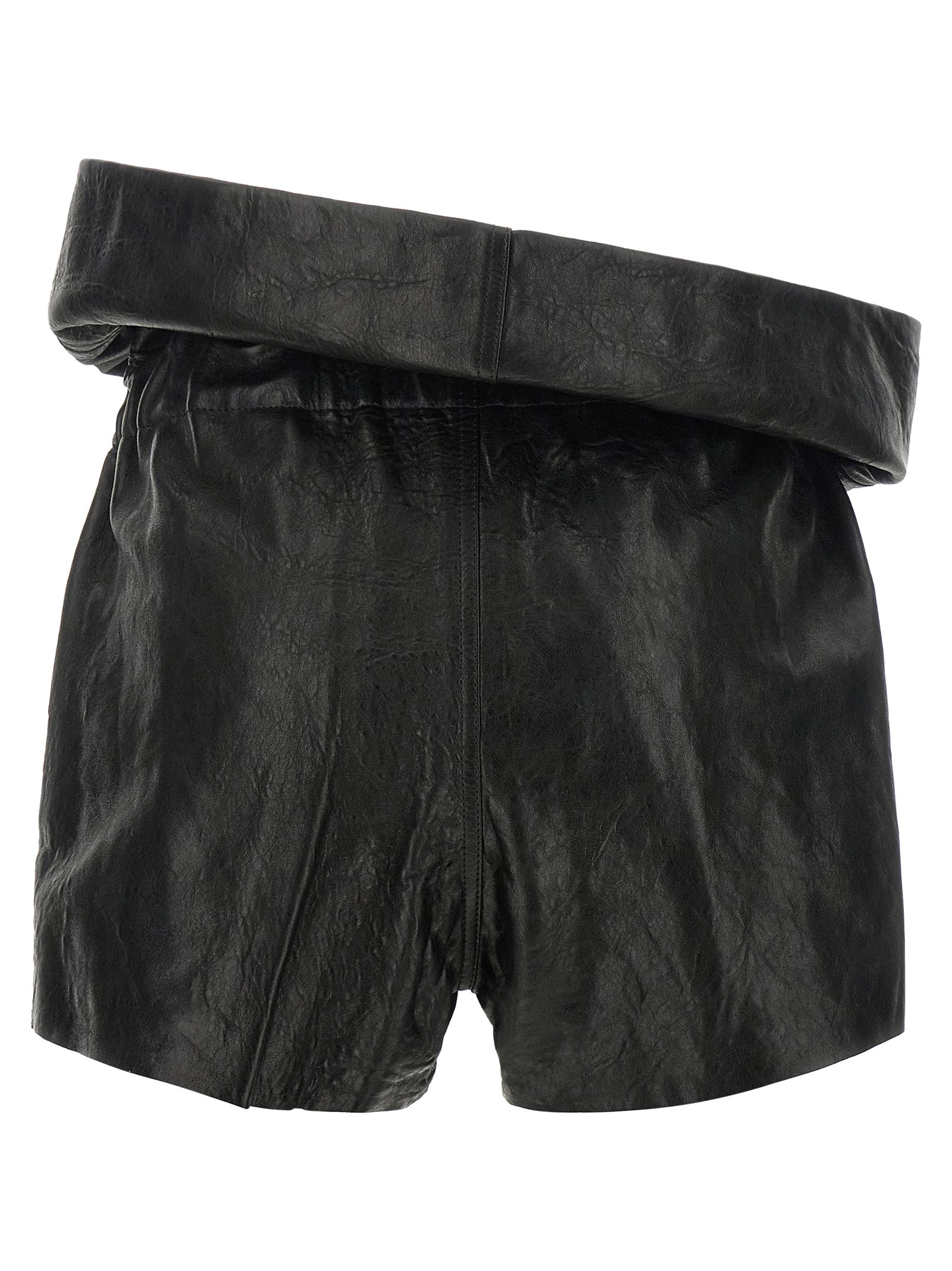 Rick Owens Black Lamb Leather Bermuda Shorts