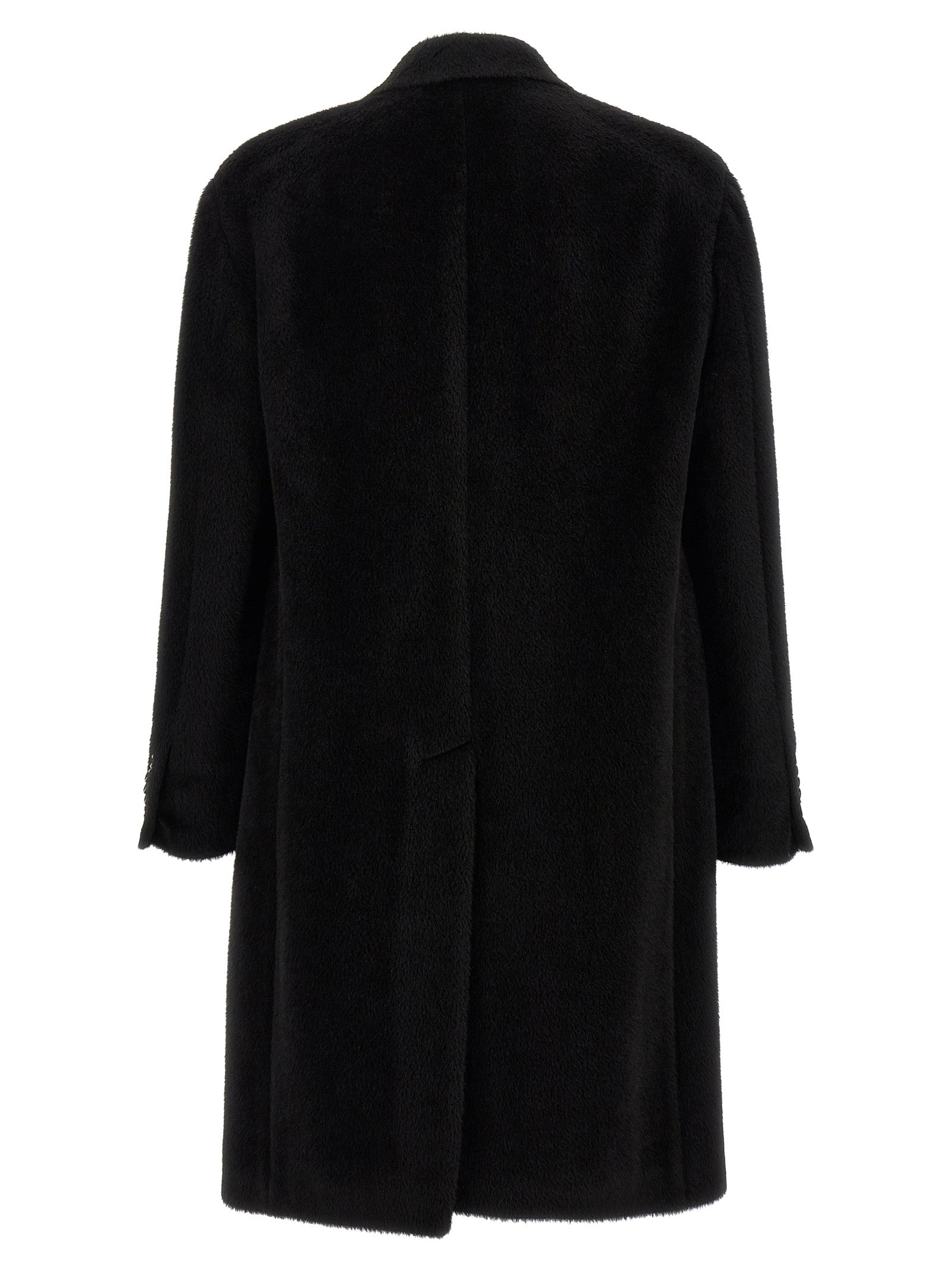 Tagliatore Black Alpaca Leather Coat