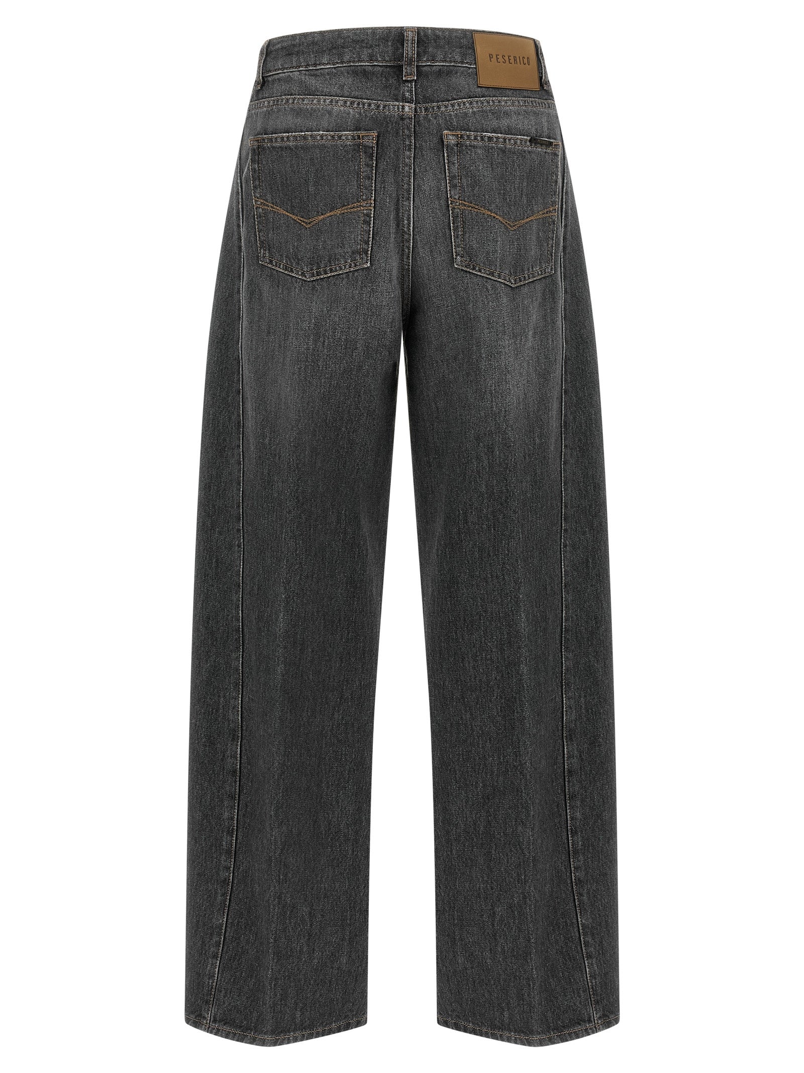 Peserico Gray Cotton High-Waisted Jean