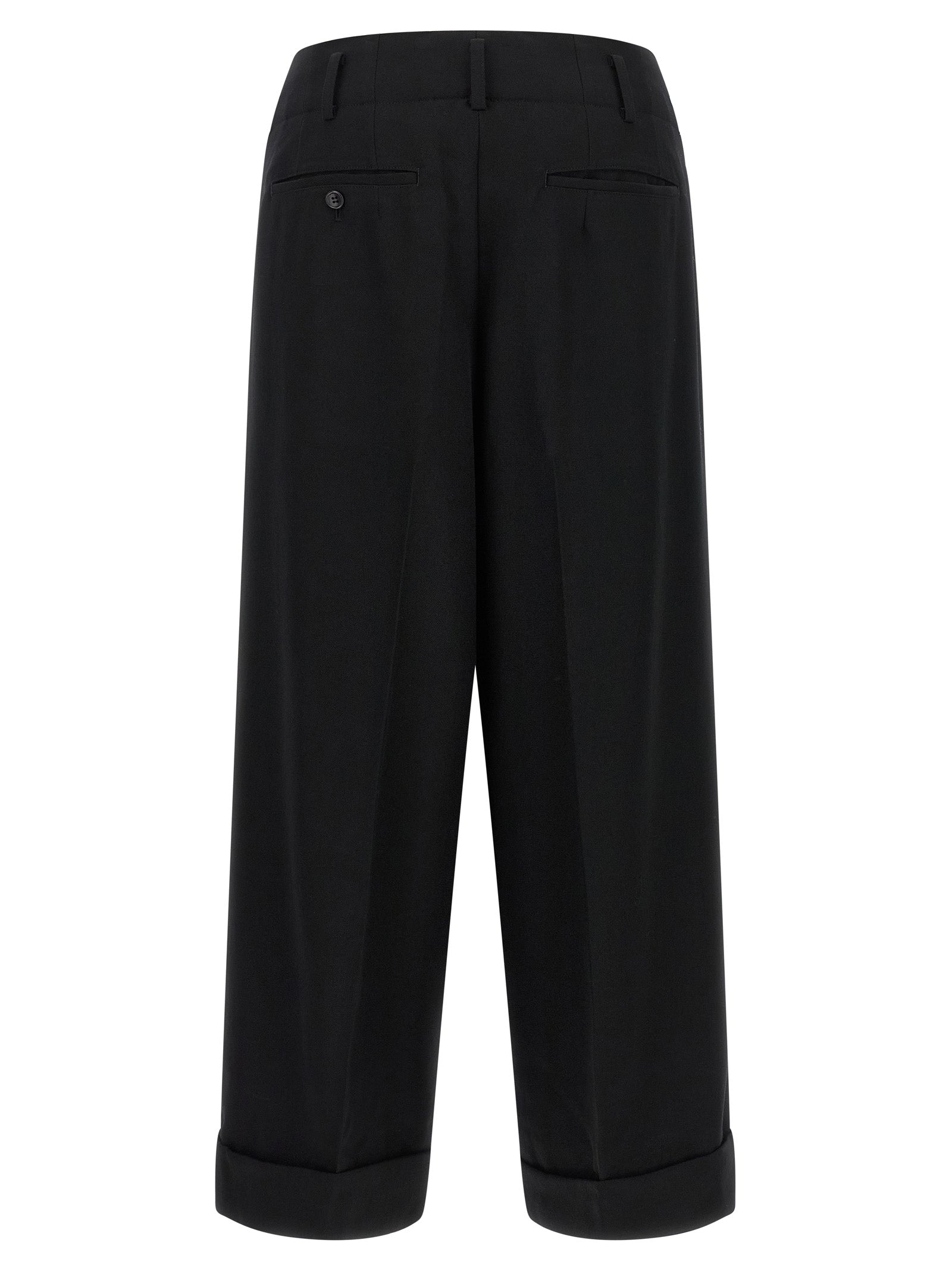 Comme Des Garçons Black Wool Cropped Pants
