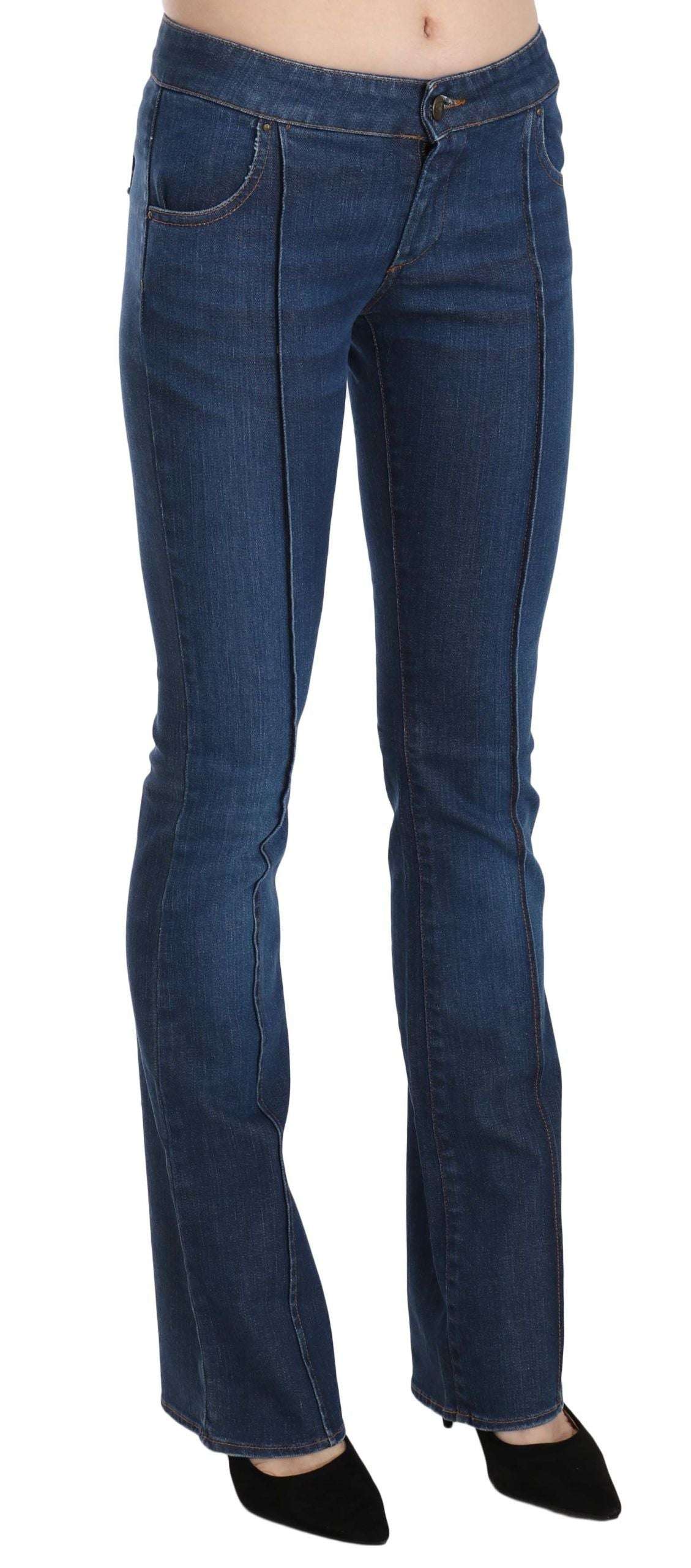 Just Cavalli Blue Low Waist Boot Cut Denim Pants Jeans