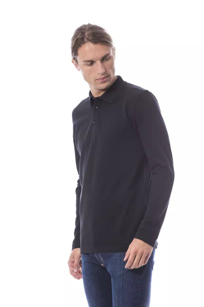 Verri Black Cotton Men Polo Shirt Long Sleeve