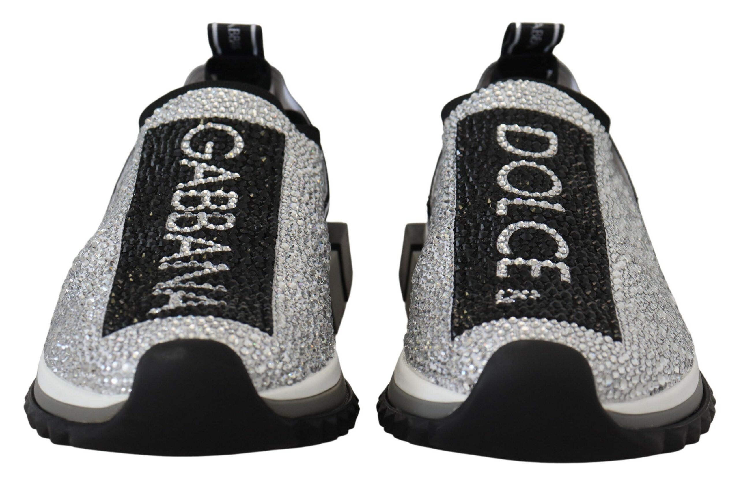 Dolce & Gabbana Silver Rhinestones Sorrento Sneakers Shoes