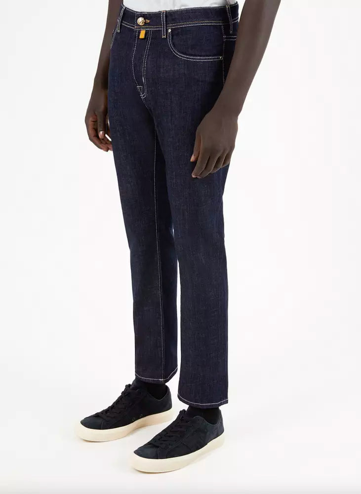 Jacob Cohen Blue Cotton Men Jeans with Straight Leg Cut