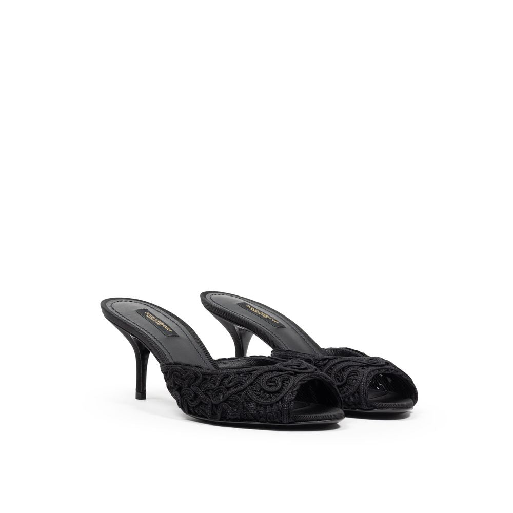 Dolce & Gabbana Black Cotton Mules
