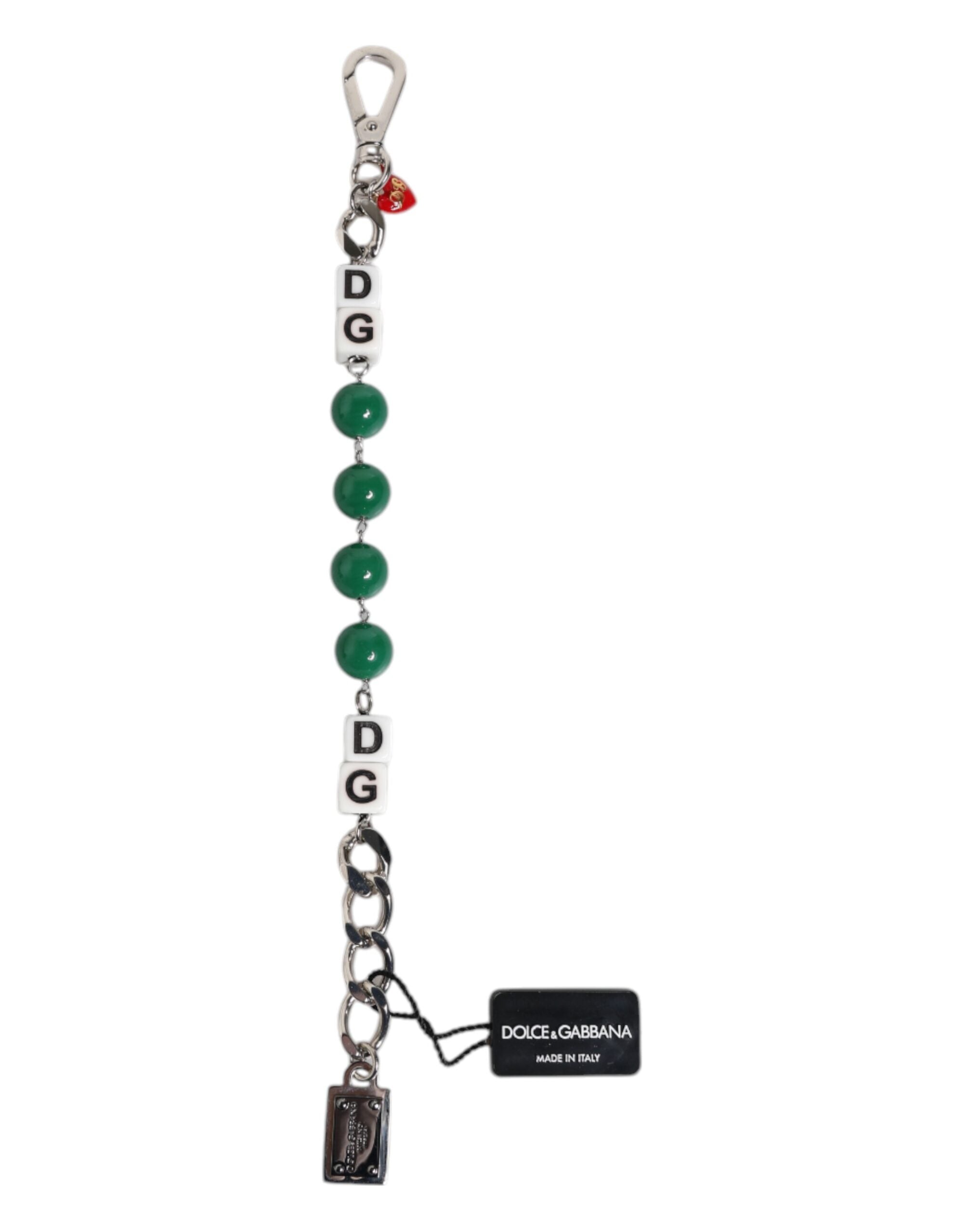 Dolce & Gabbana Silver Tone Brass Bead Dice Logo Embellish Charm Bracelet