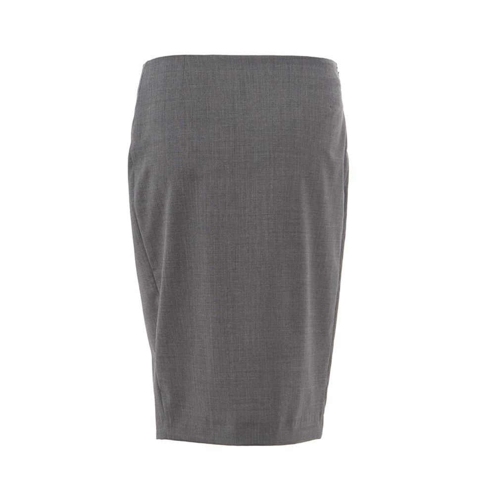 Lardini Gray Wool Midi Skirt
