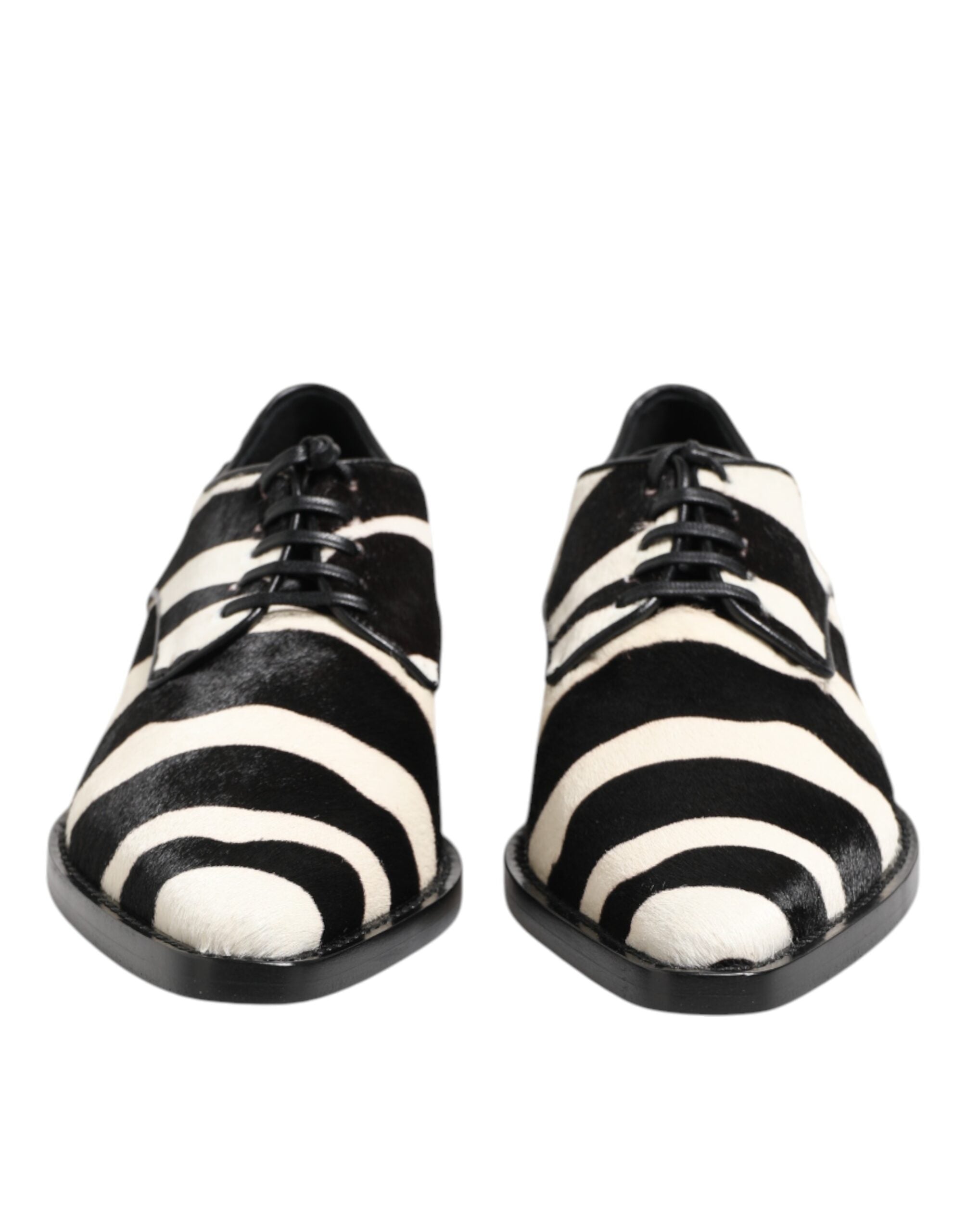 Dolce & Gabbana Black White Zebra Pony Fur Dress Shoes