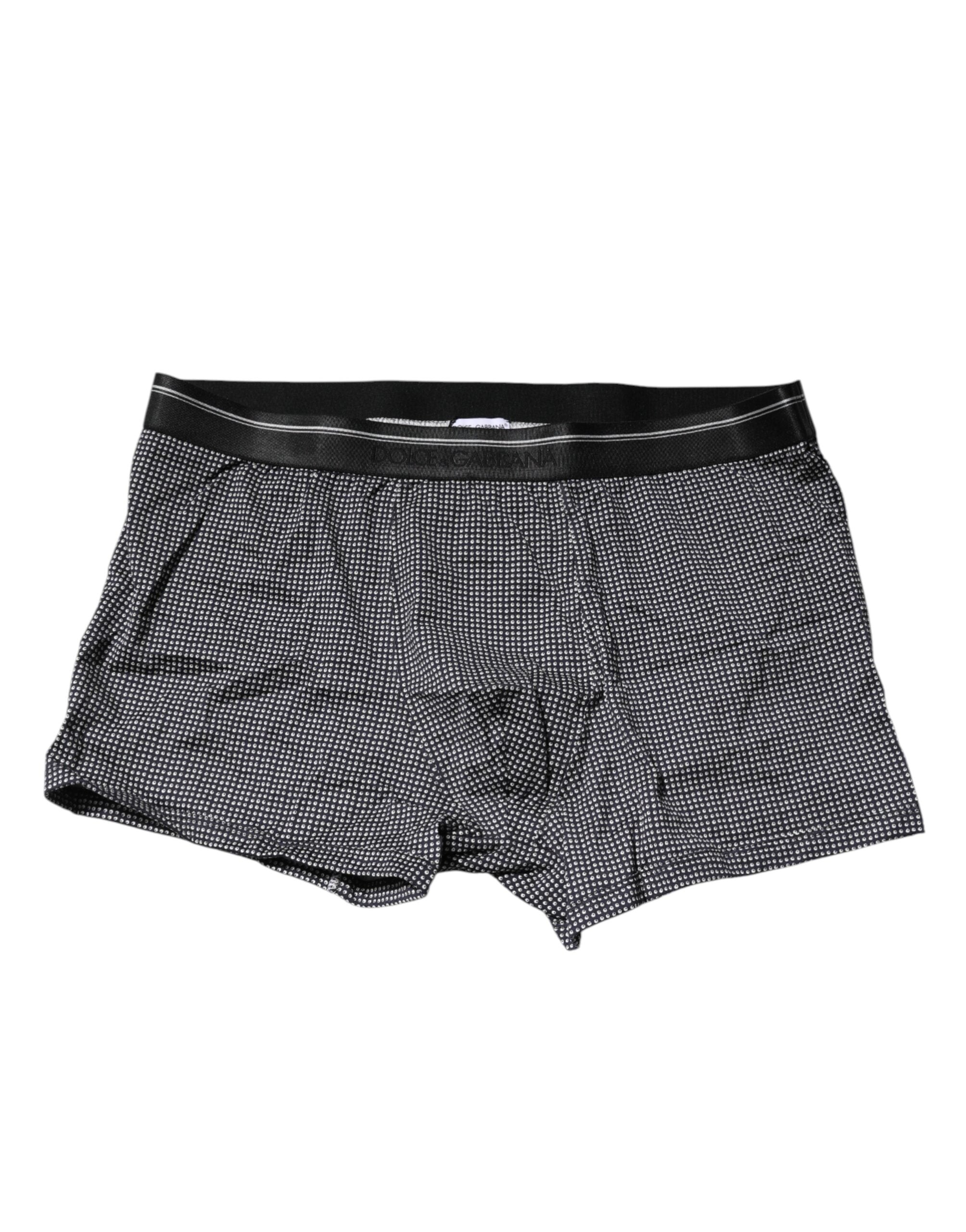 Dolce & Gabbana Gray Printed Cotton Boxer Short Underwear