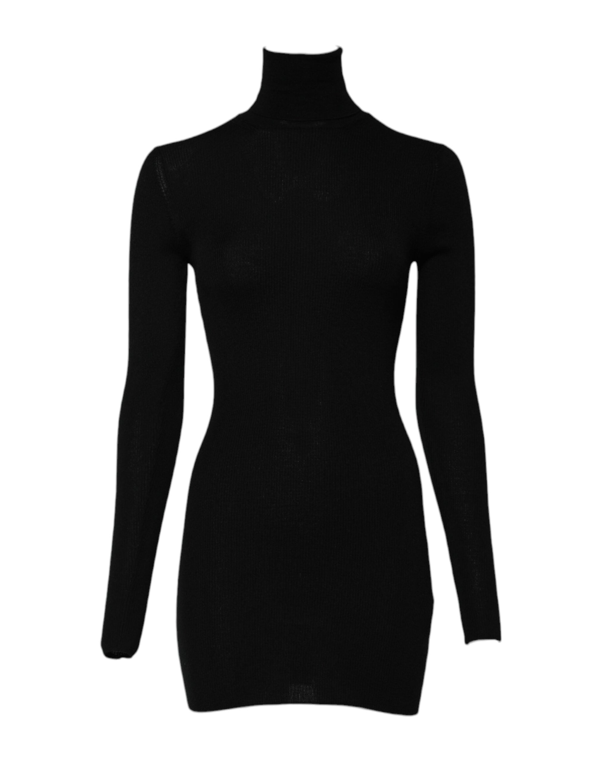 Dolce & Gabbana Black Long Sleeves Turtle Neck Mini Dress
