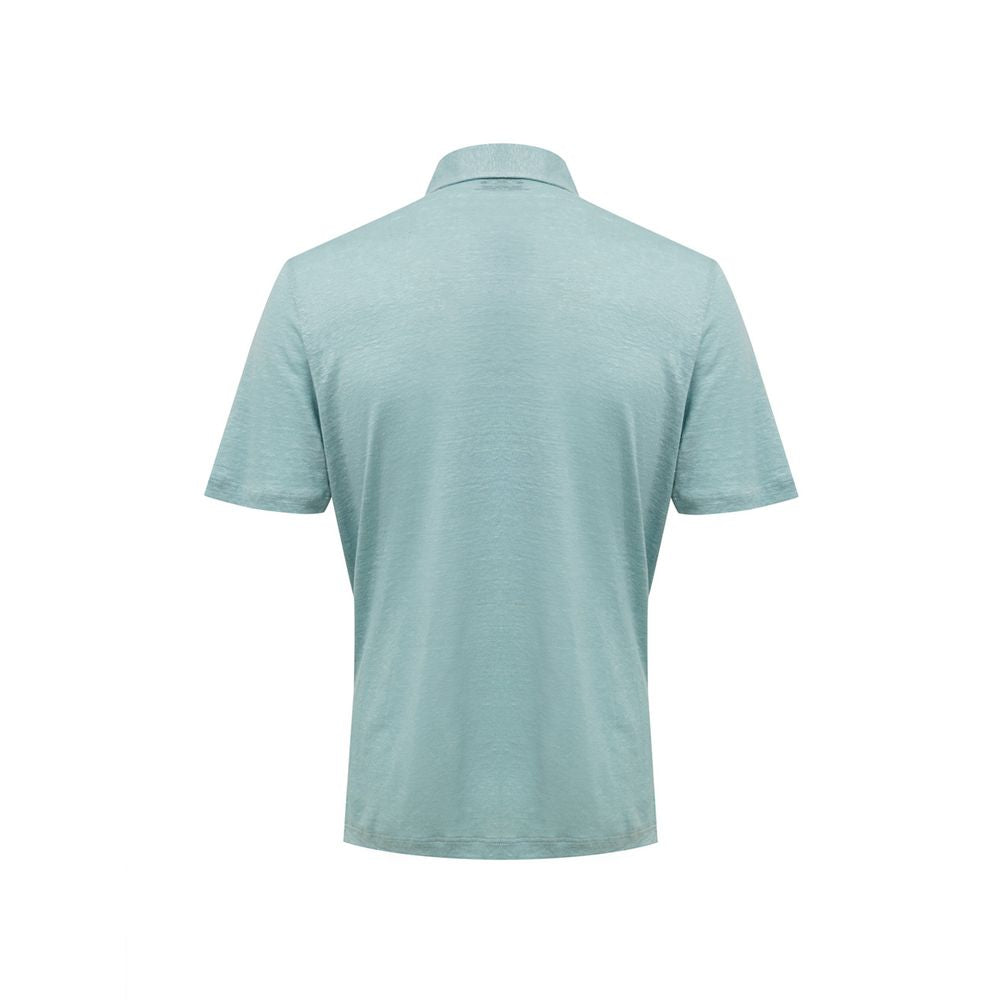 Gran Sasso Blue Linen Polo Shirt