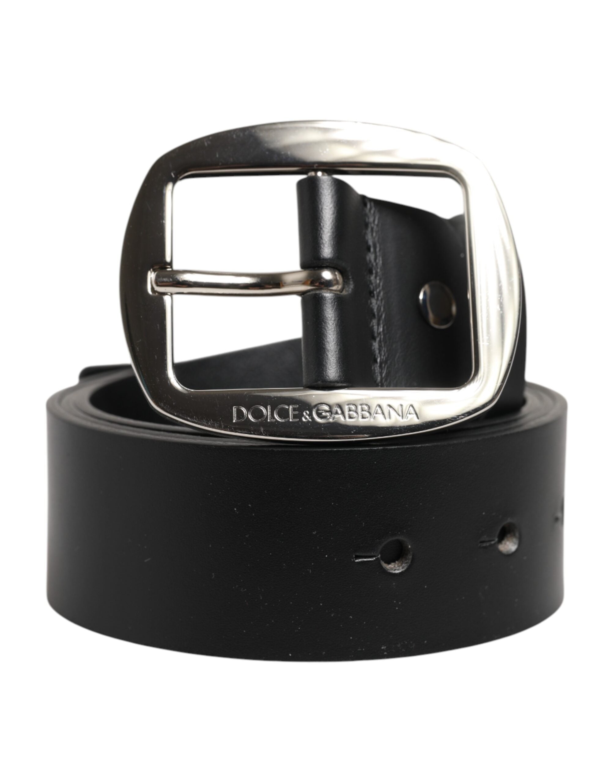 Dolce & Gabbana Black Leather Classic Metal Buckle Belt