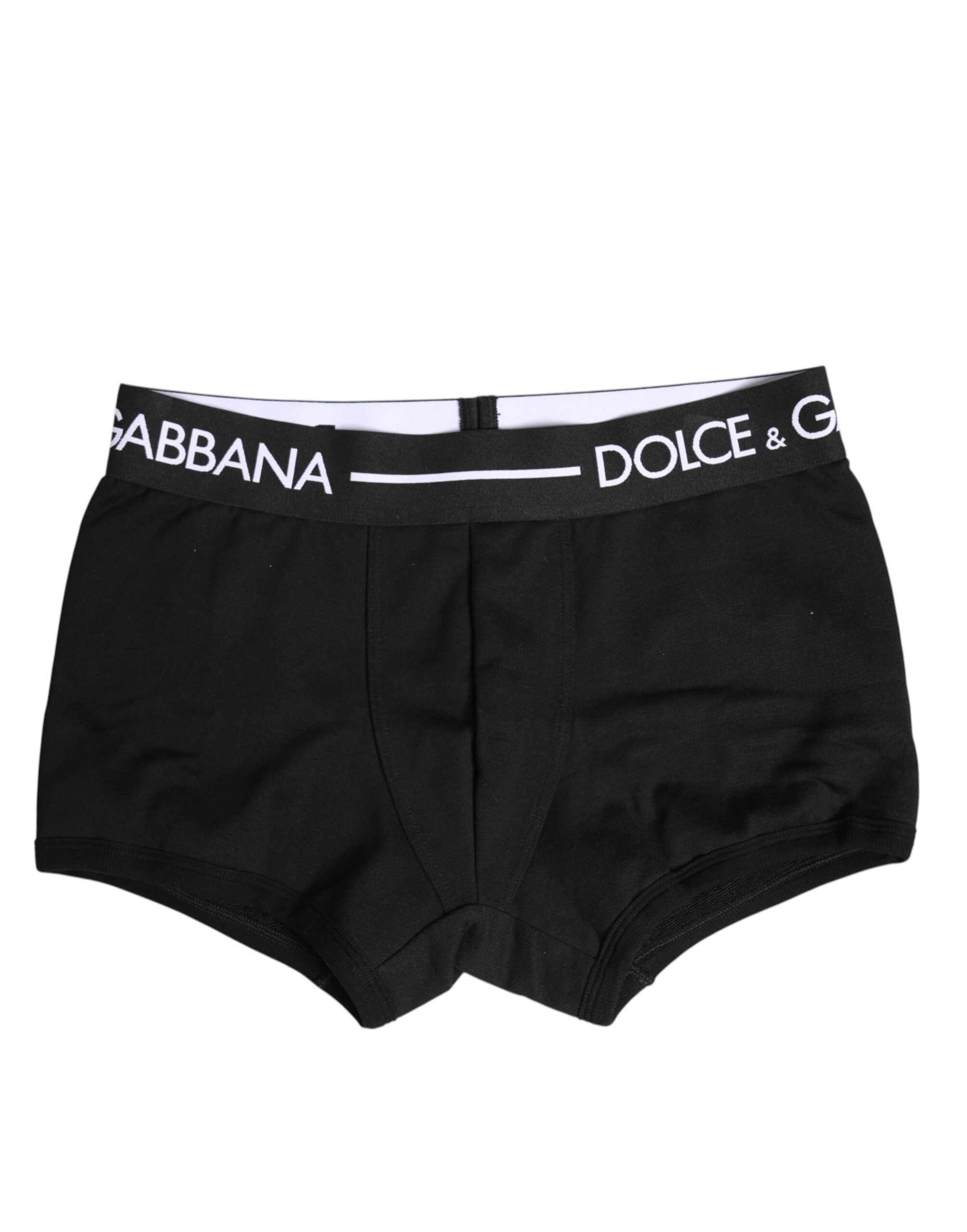 Dolce & Gabbana Black Cotton Stretch Regular Boxer Underwear