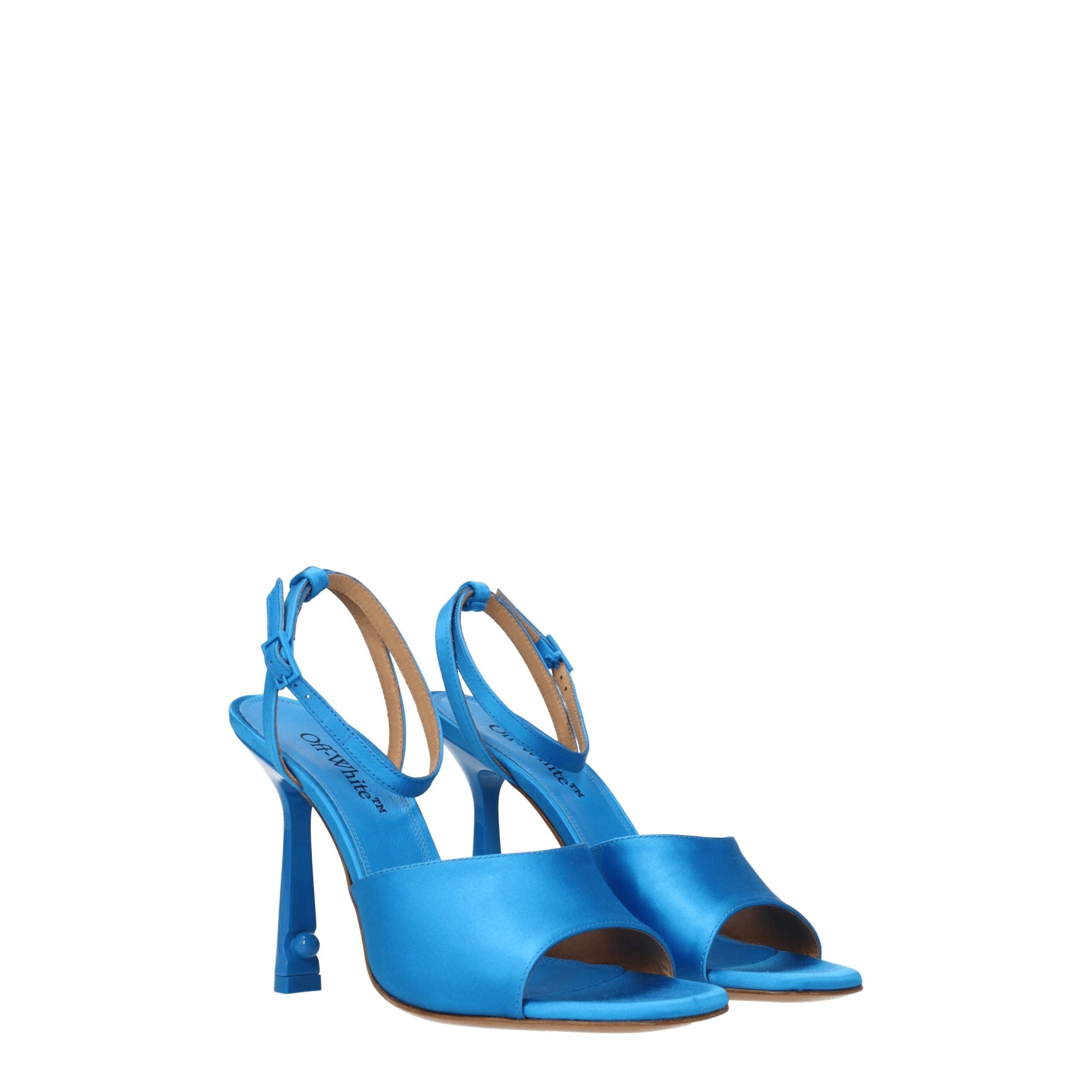Off-White Blue Satin Stiletto Heel Sandals