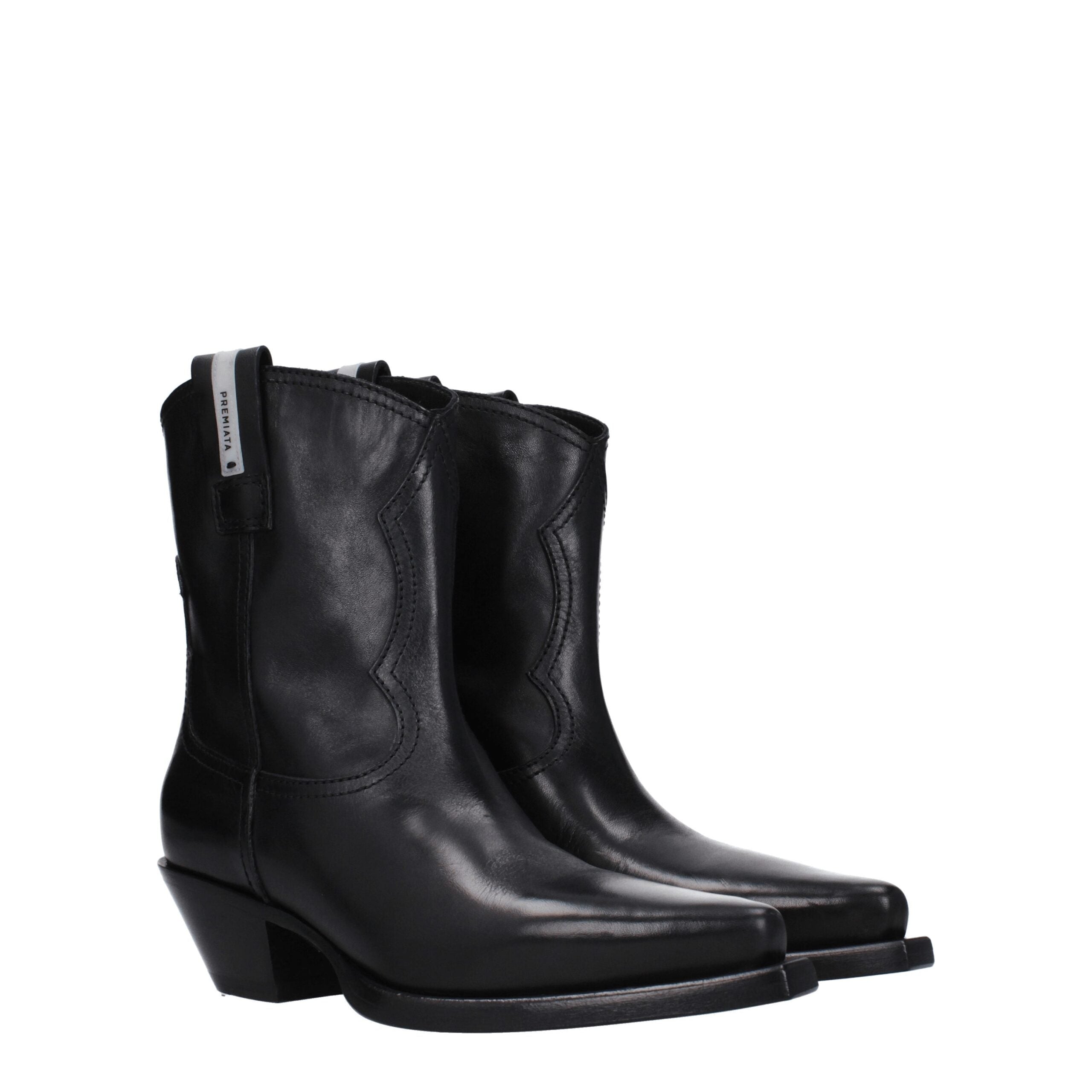 Premiata Black Leather Ankle Boots