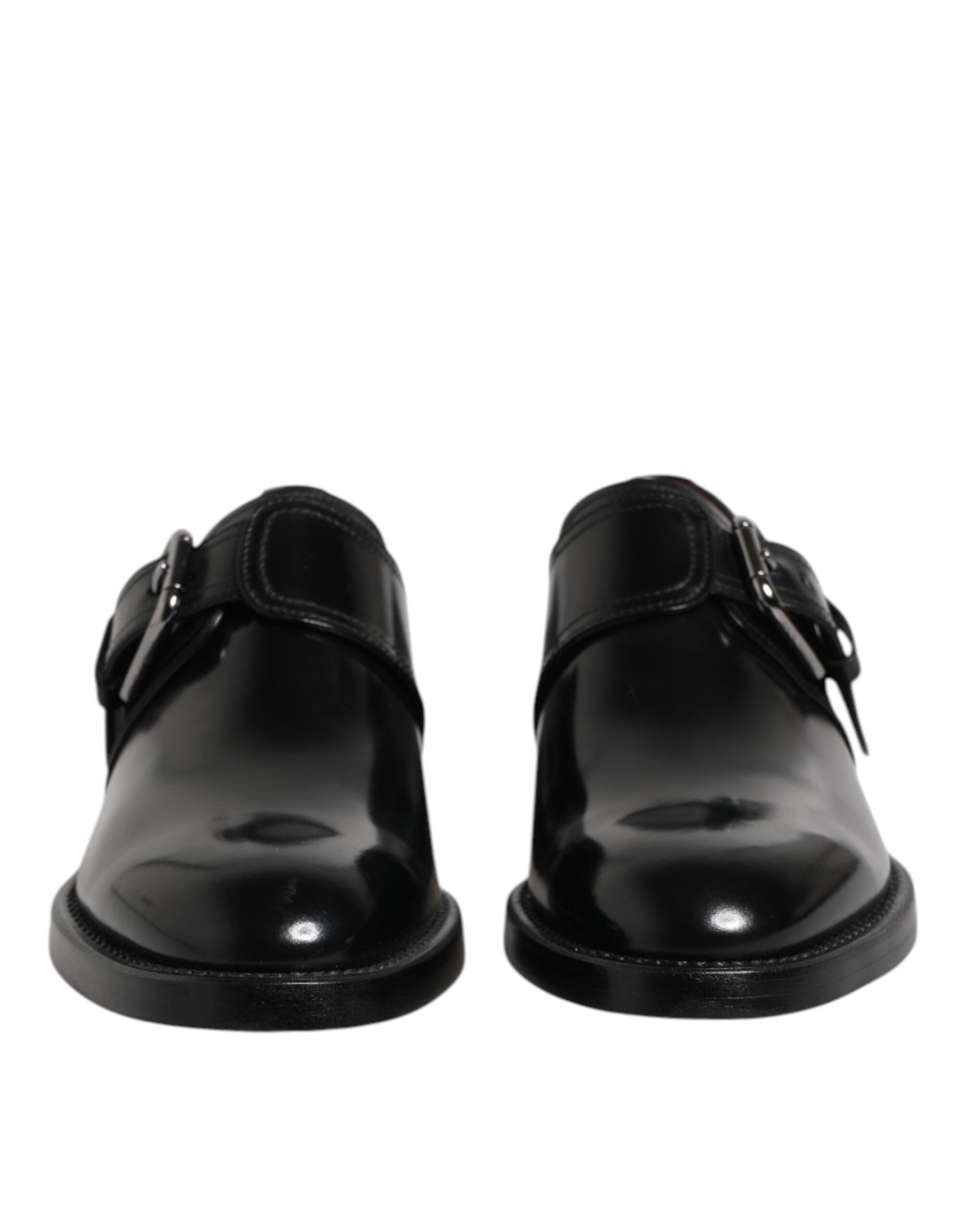 Dolce & Gabbana Black Leather Monk Strap Derby Formal Shoes
