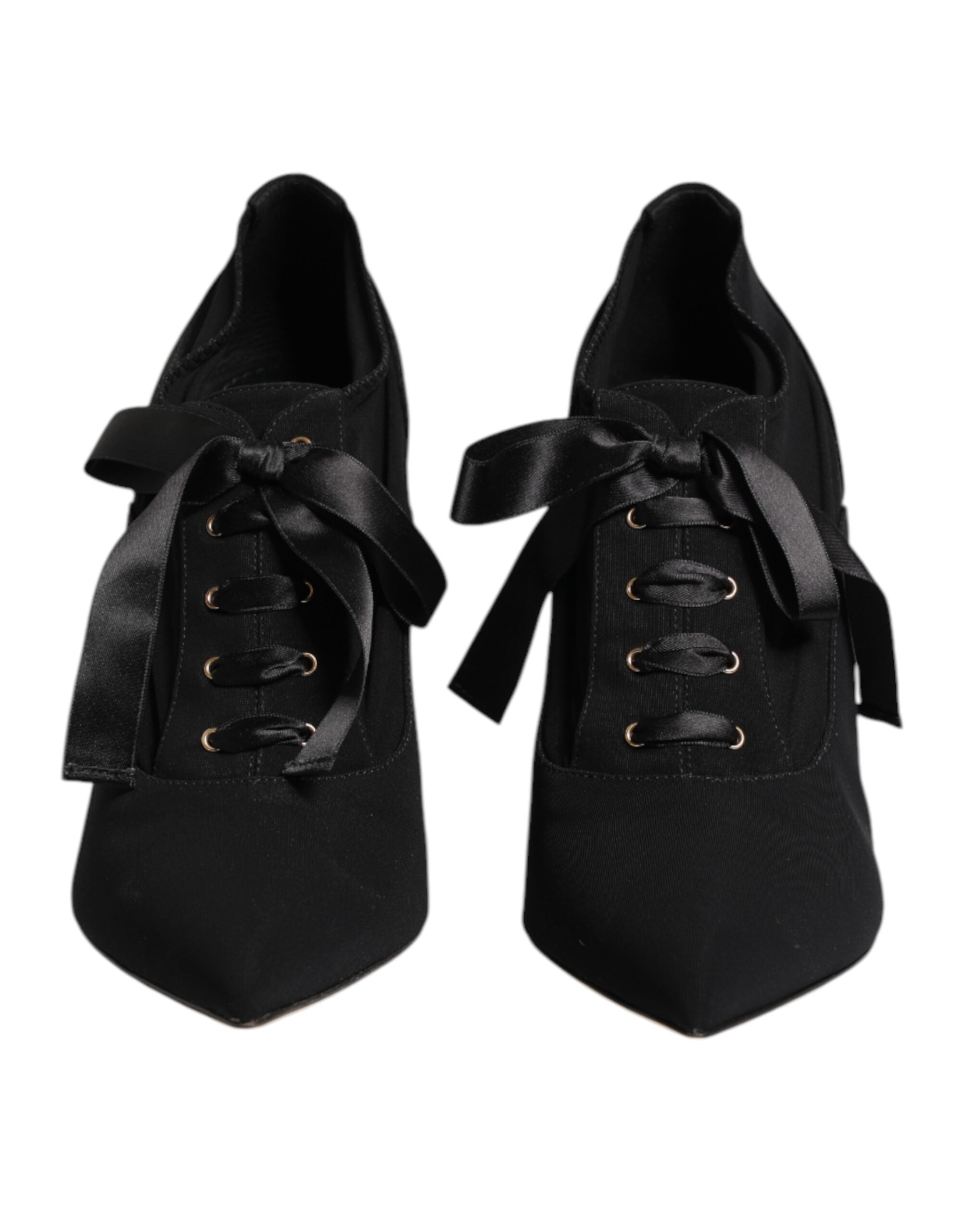 Dolce & Gabbana Black Lace Up Stiletto Heels Pumps Shoes