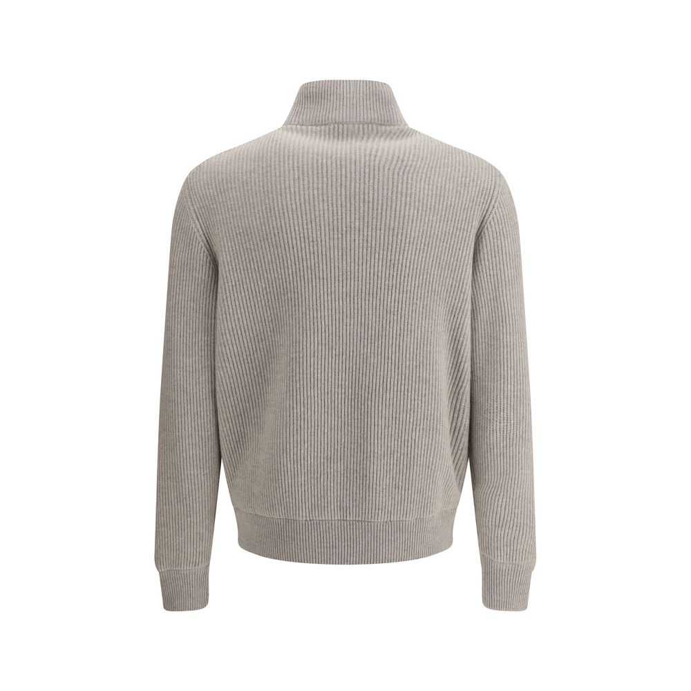 Brunello Cucinelli Gray Leather Jacket